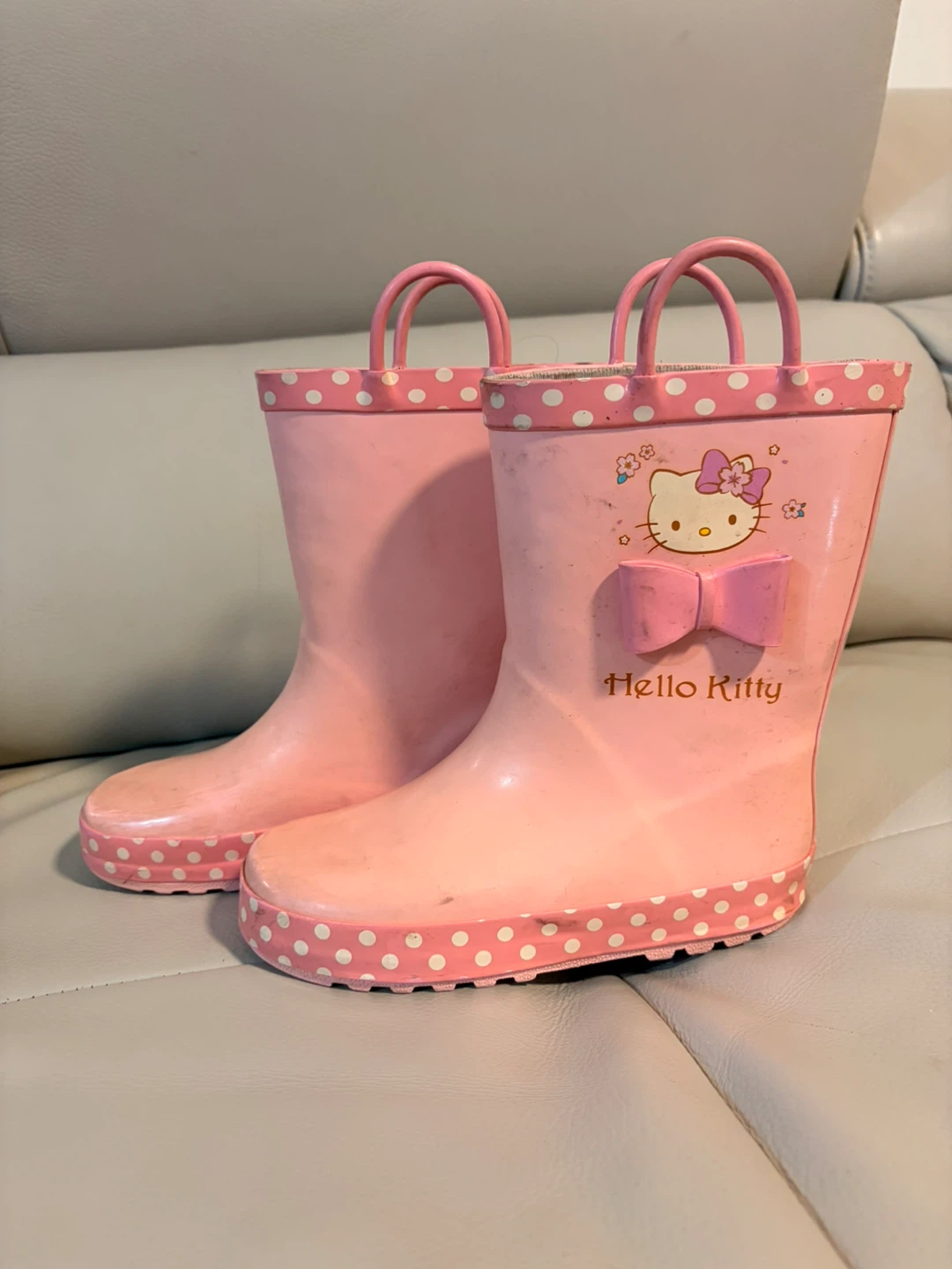 Hello Kitty Pink Polka Dot Rain Boots Size 30