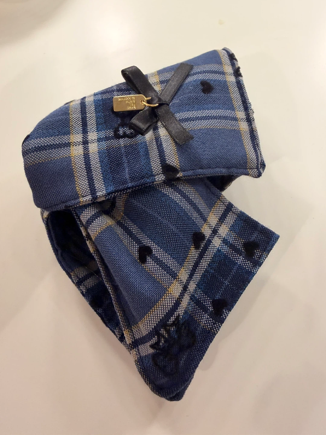 Blue Plaid Claw Clip with Black Hearts - photo 3