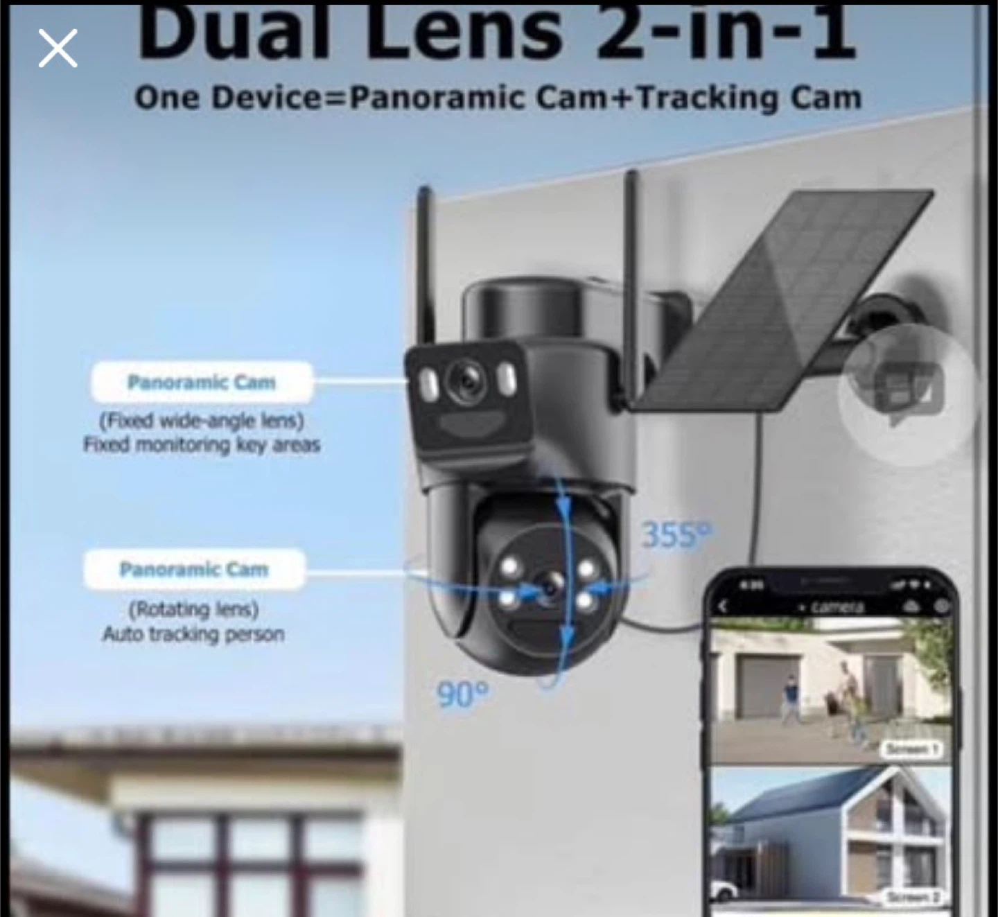 5G Solar Security Camera - Dual Lens, Waterproof, 360 Coverage - photo 2