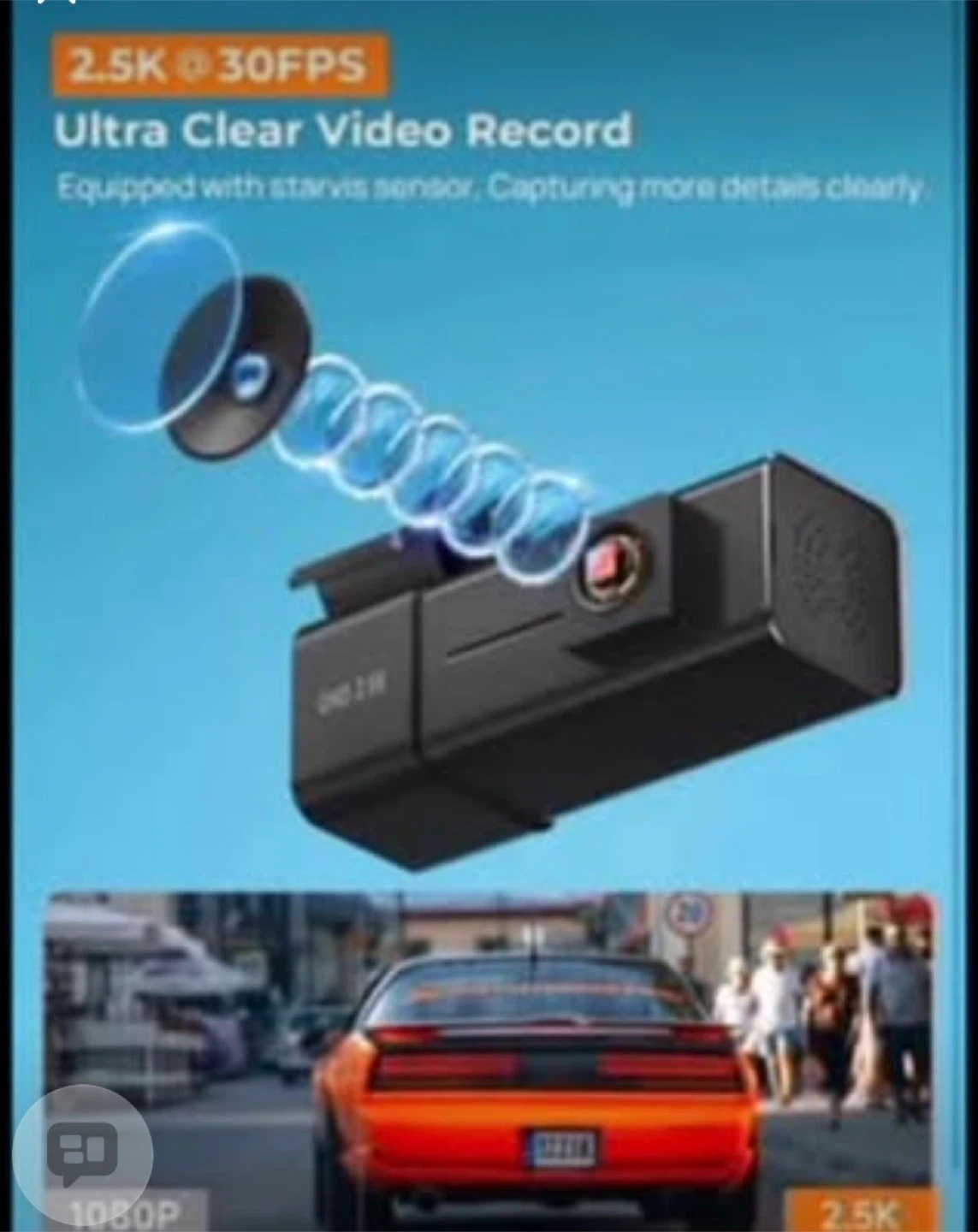 QHD 2.5K Dash Cam with 32GB SD Card
