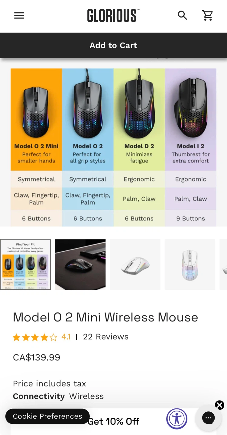 Glorious Model O 2 Mini Wireless Gaming Mouse - Black