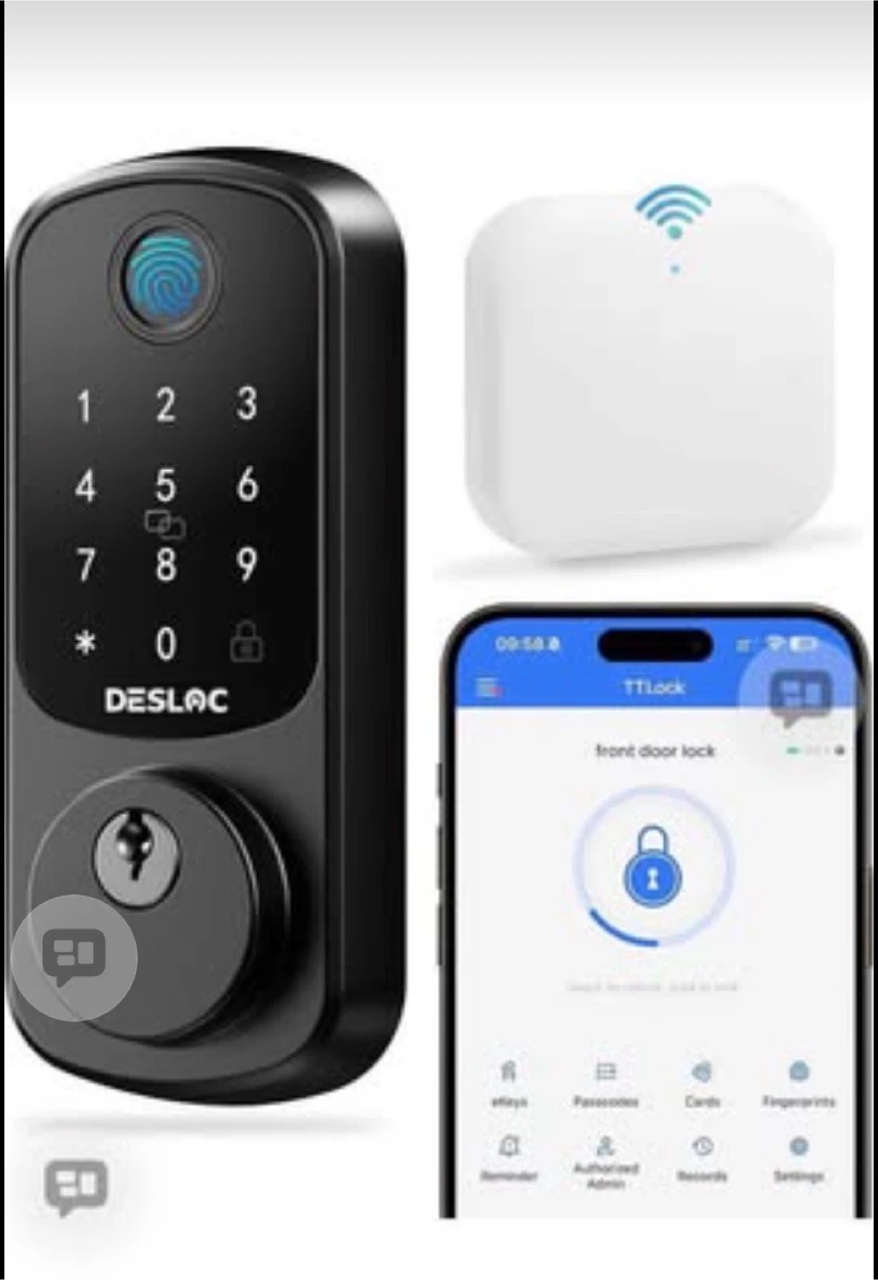 Smart Lock with Fingerprint and Keypad, includes G2 Gateway