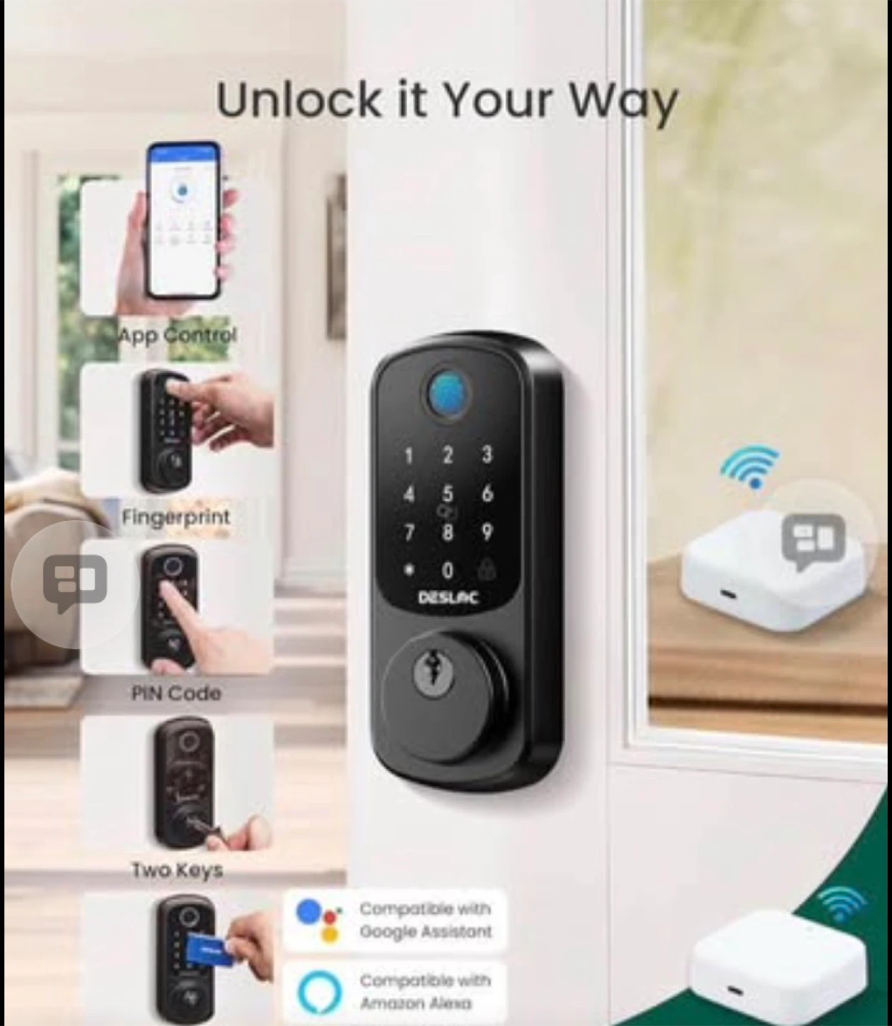 Smart Lock with Fingerprint and Keypad, includes G2 Gateway - photo 2
