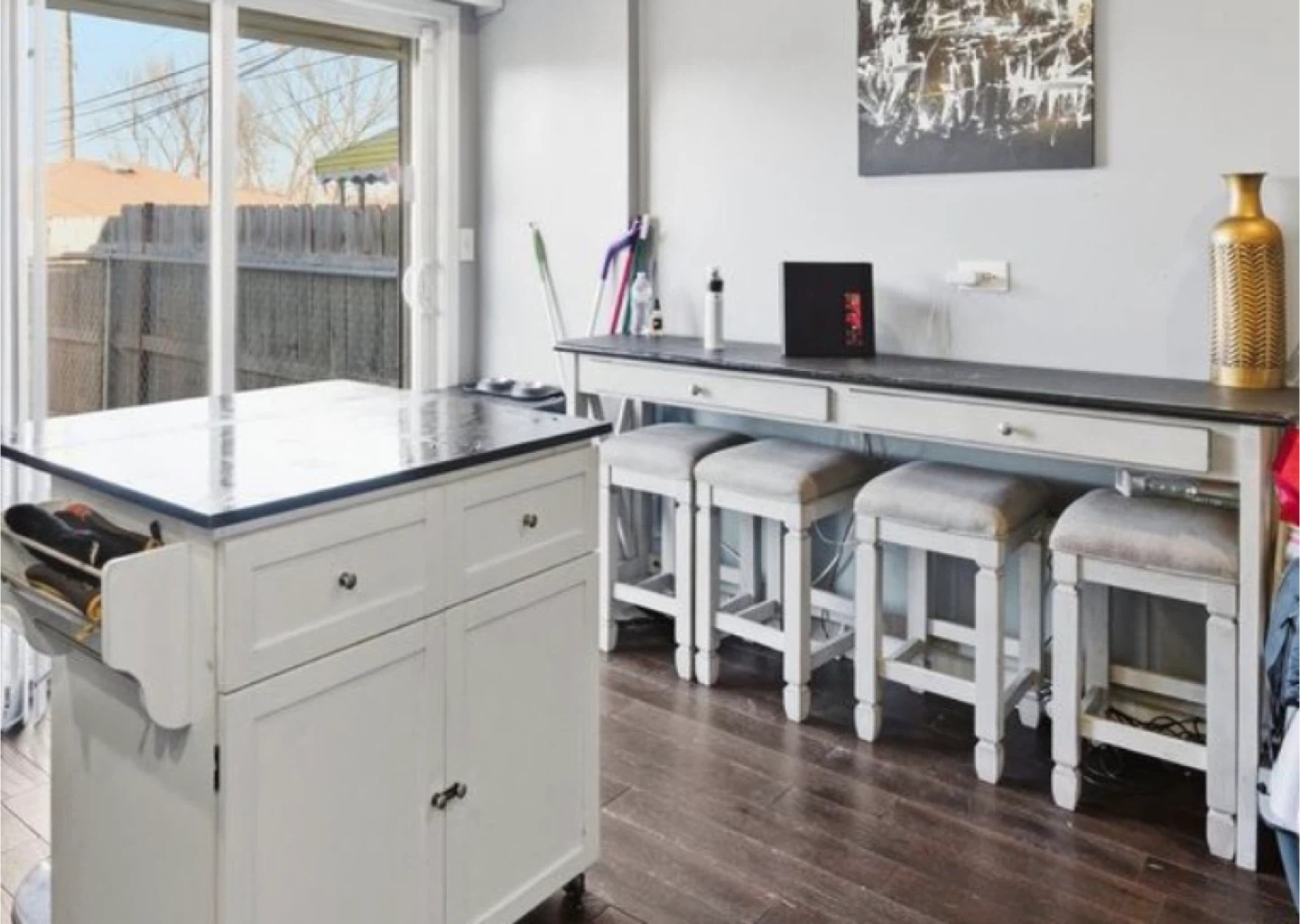 White Kitchen Island with Stools - photo 2