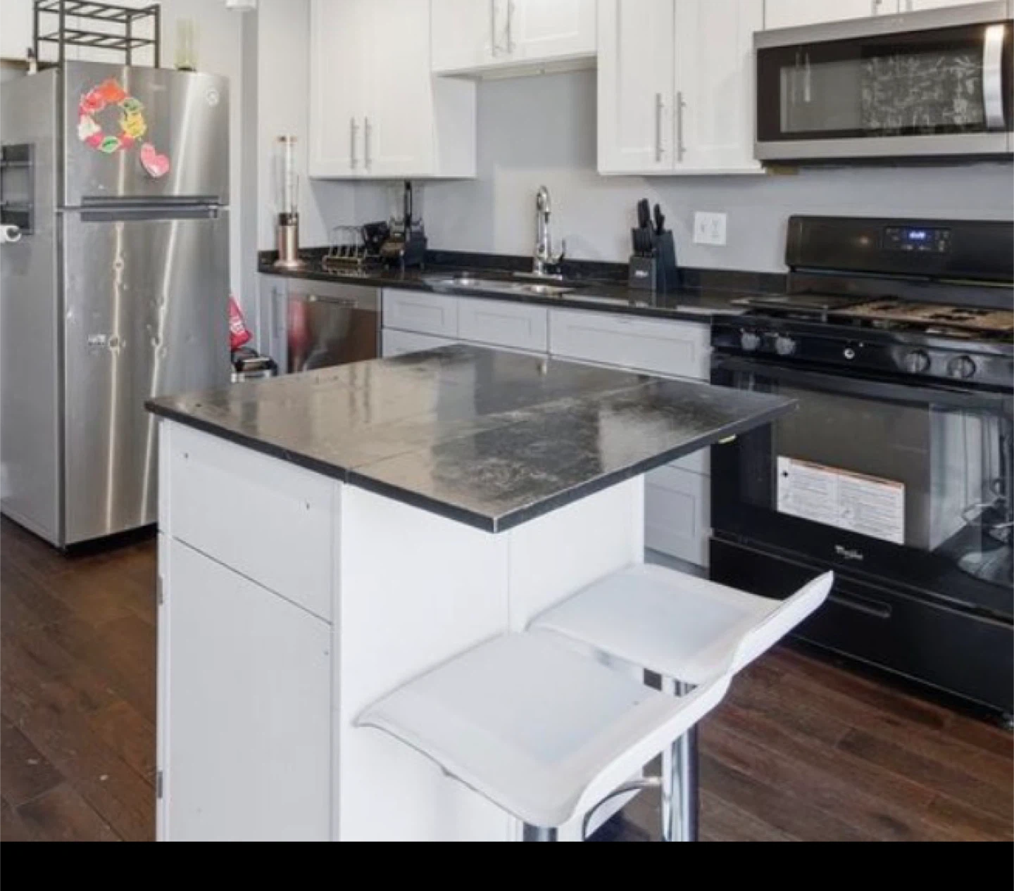 White Kitchen Island with Stools