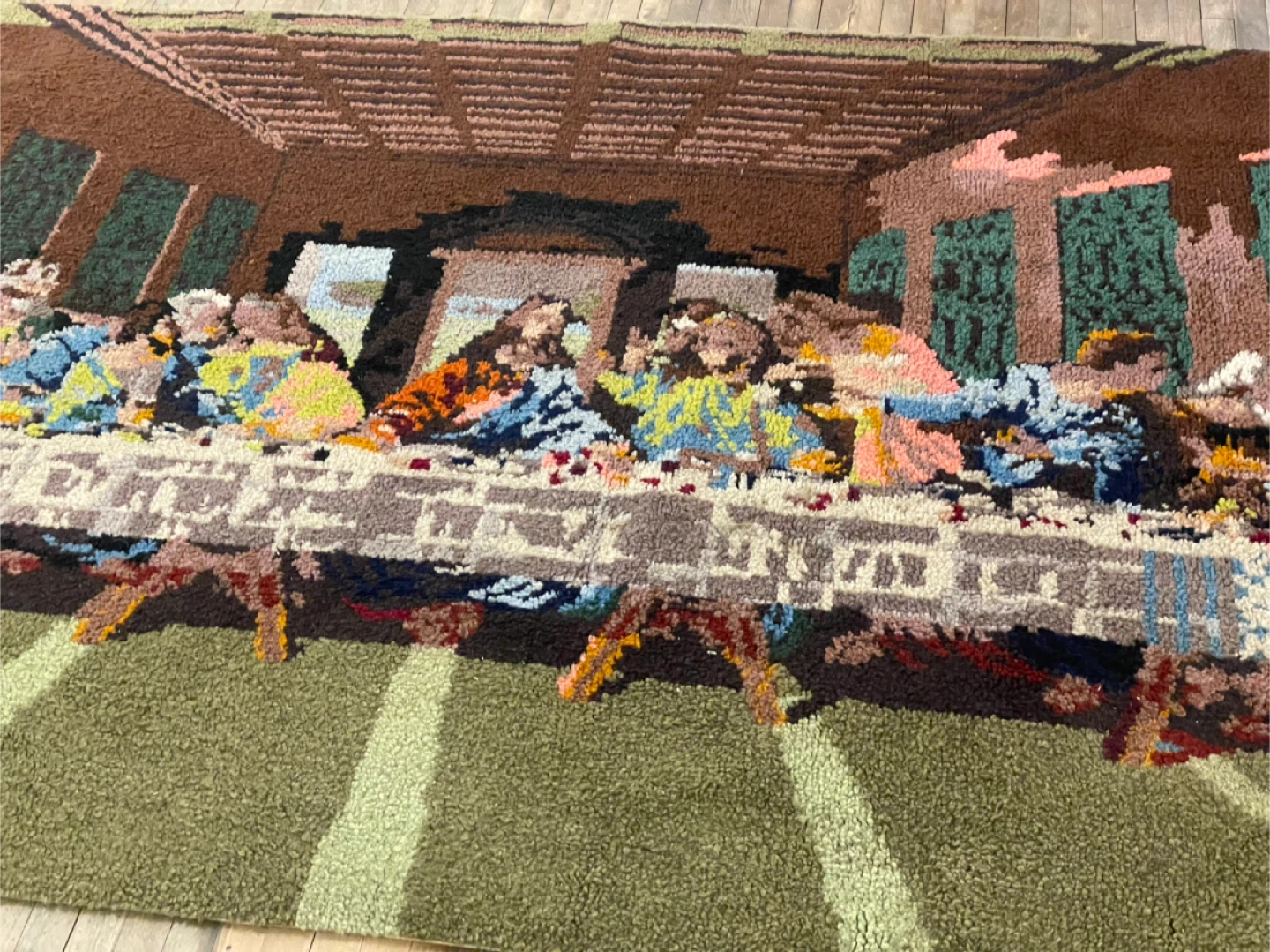 VINTAGE MASSIVE Last Supper Latch Hook Rug - photo 2