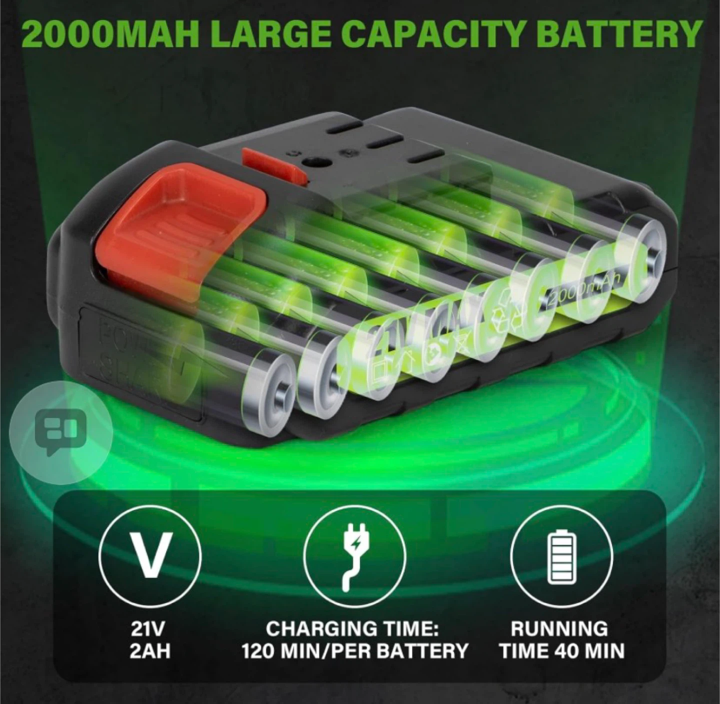 HUDAEN 21V 2000mAh Lithium-Ion Battery - photo 2
