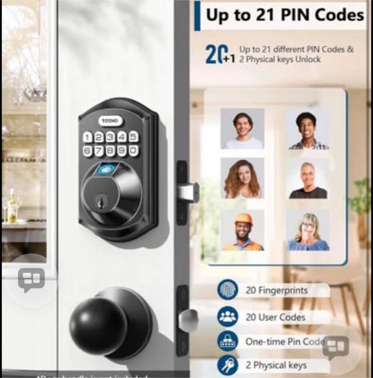 TECHO Smart Door Lock with Fingerprint and Keypad - photo 2