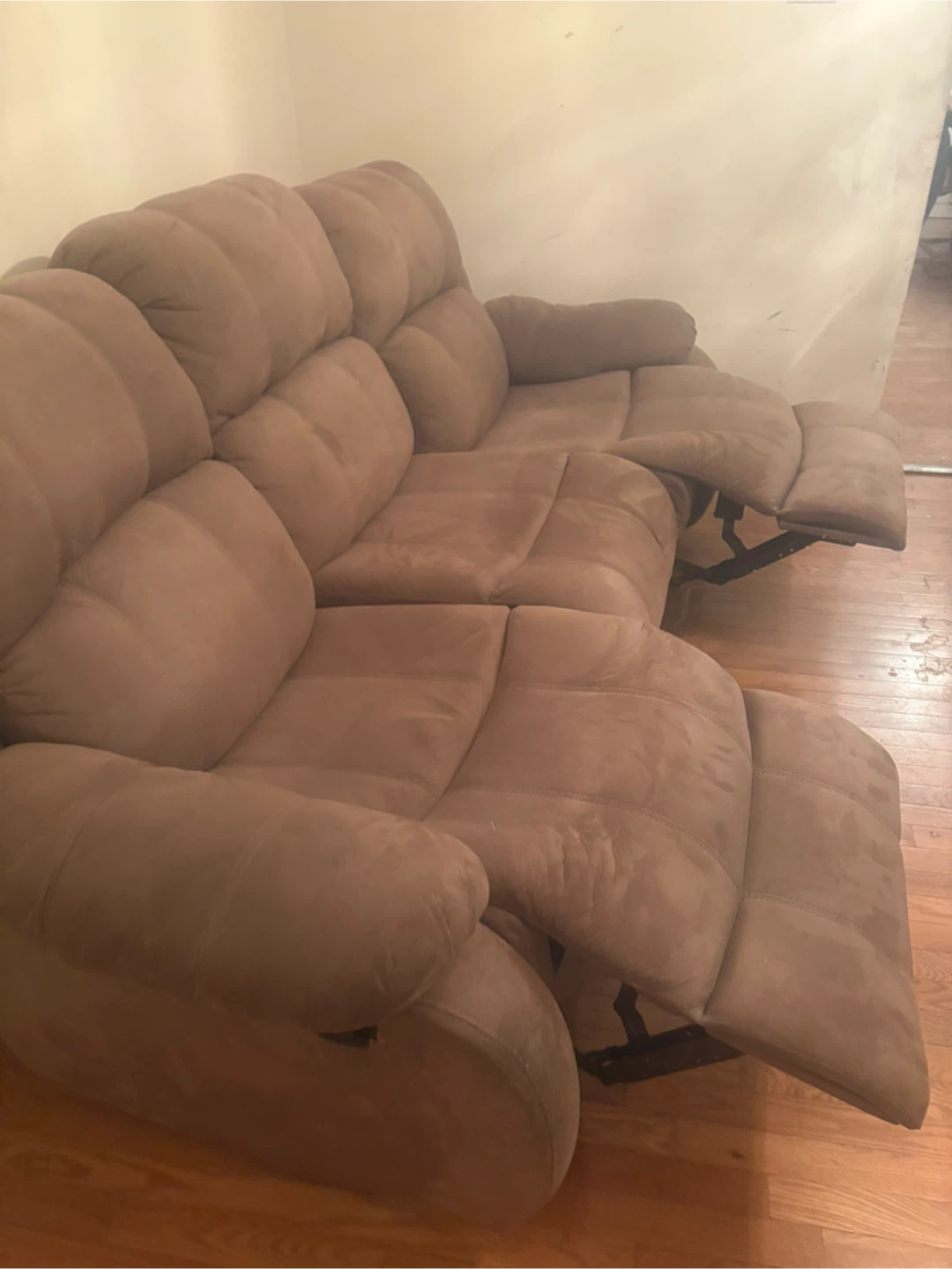 Brown Faux Suede Reclining Sofa - photo 3