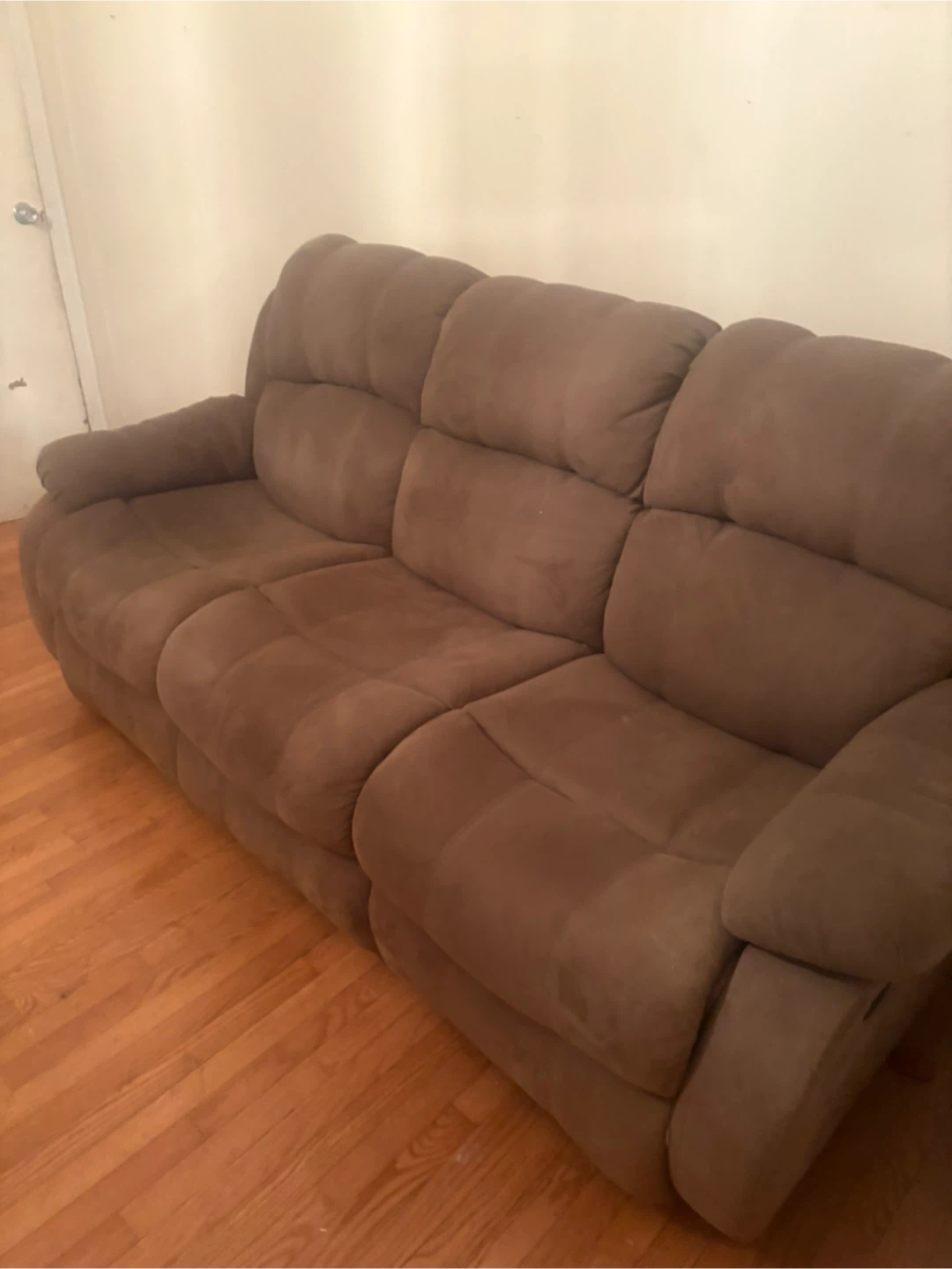 Brown Faux Suede Reclining Sofa - photo 2