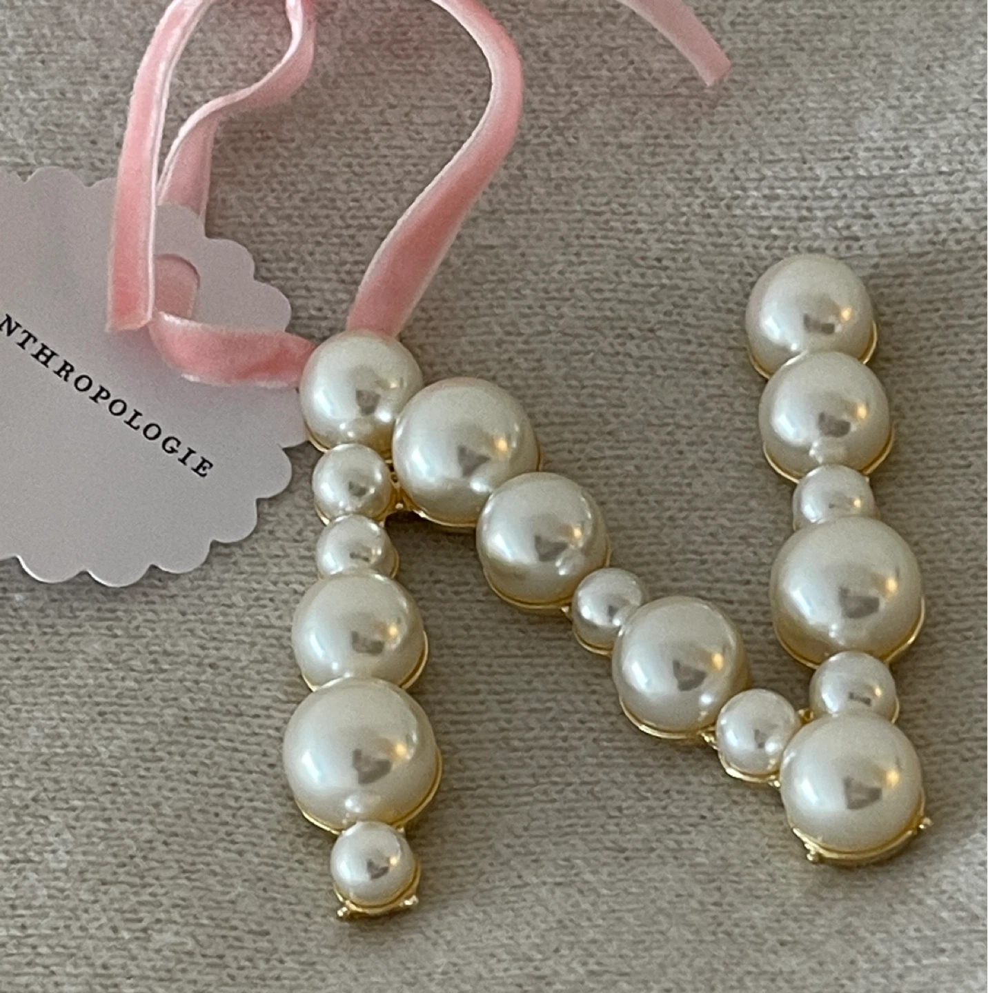 NEW Anthropologie Pearl Initial Ornament "N" - photo 2