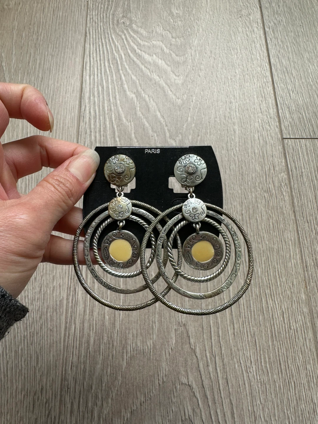 🇫🇷 Vintage Sterling Silver Clip-On Hoop Earrings