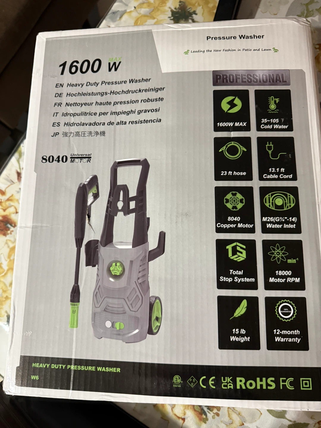 1600W Heavy Duty Electric Pressure Washer - photo 2