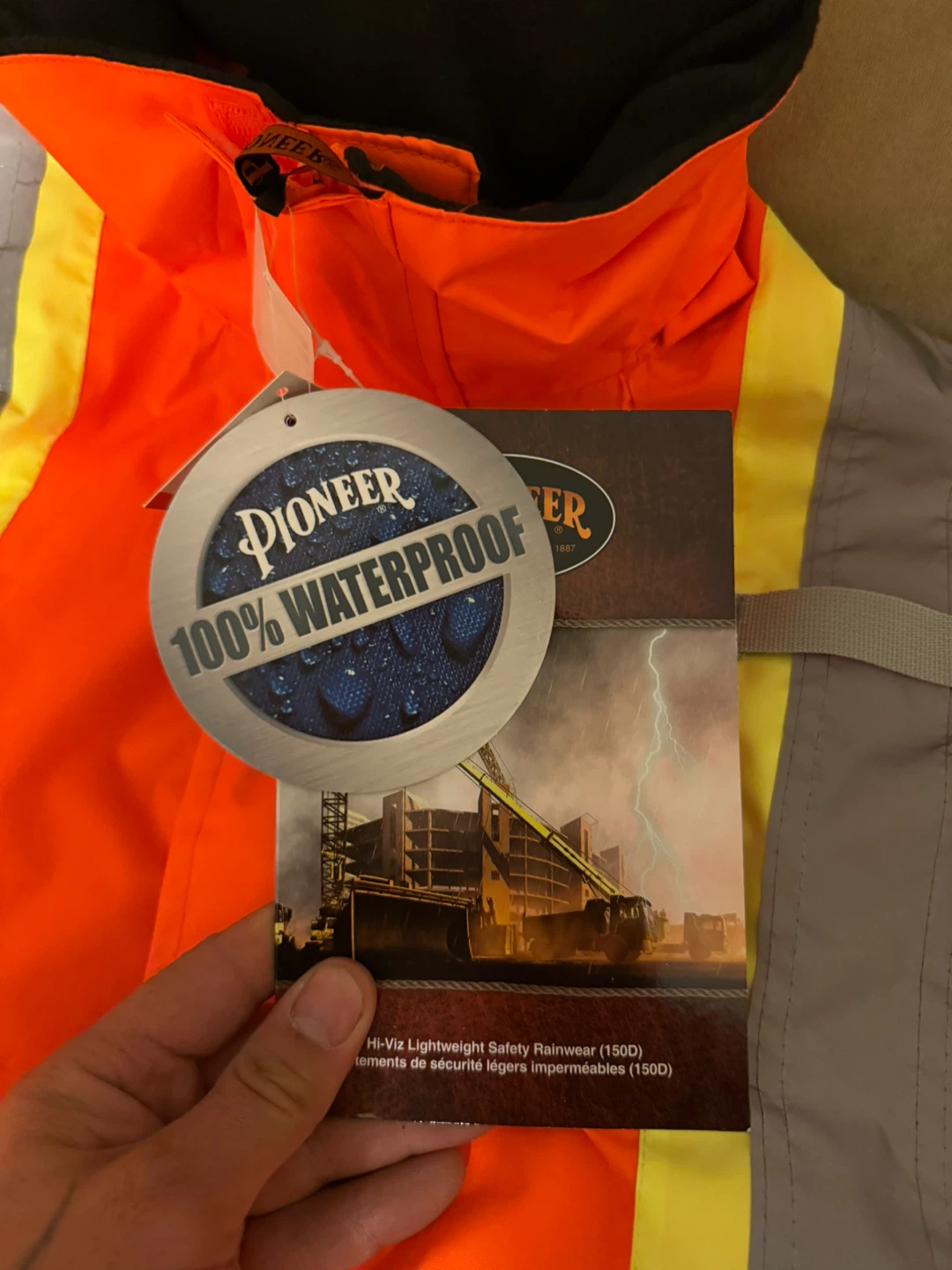 Pioneer Hi-Viz Waterproof Safety Rainwear Jacket L/G Orange
