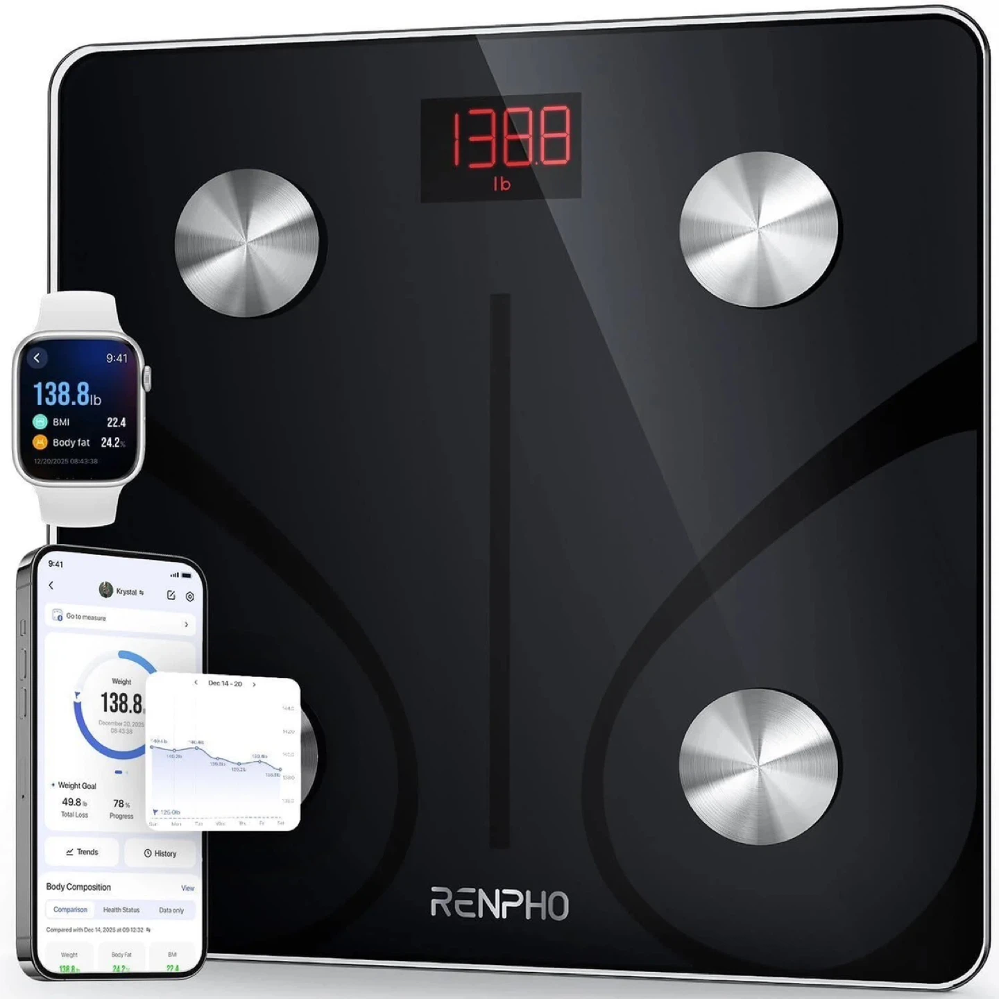RENPHO Body Fat Scale with Bluetooth Black