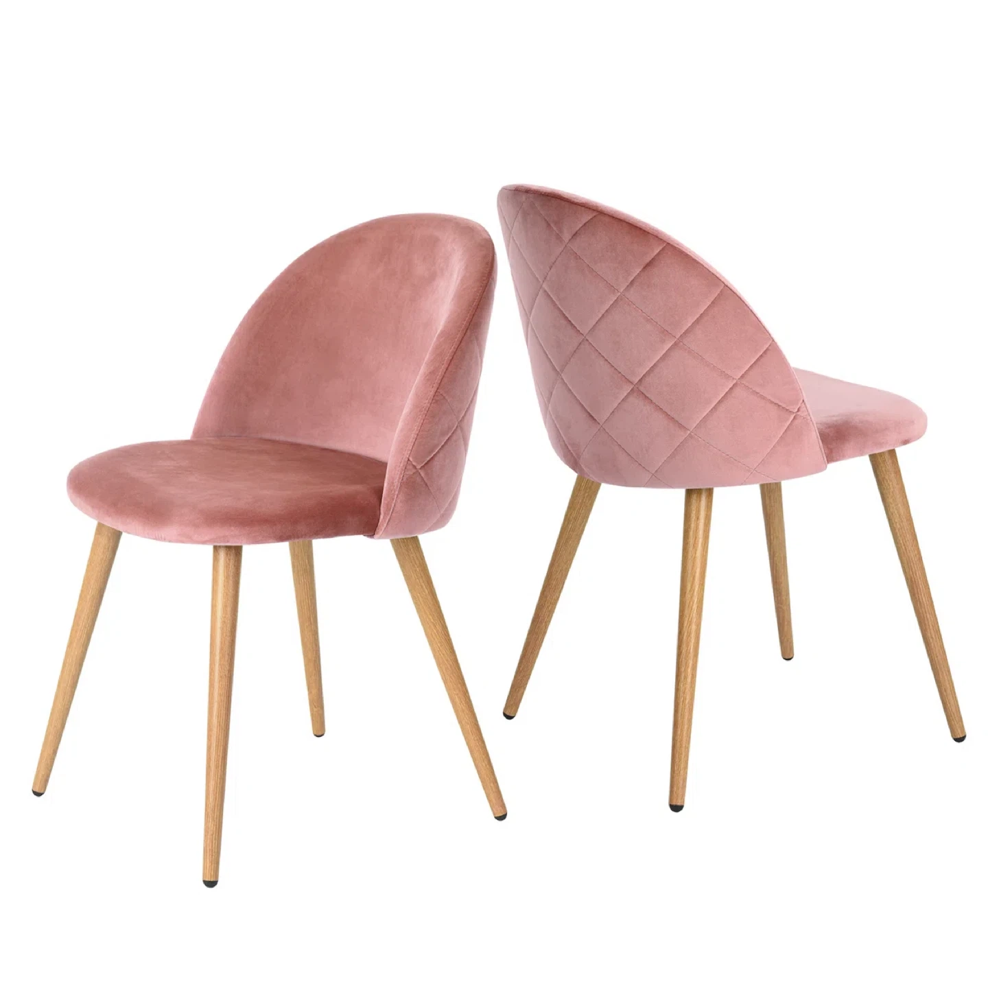 Pink Velvet Accent Chair with Quilted Back (Set of 2) - photo 2