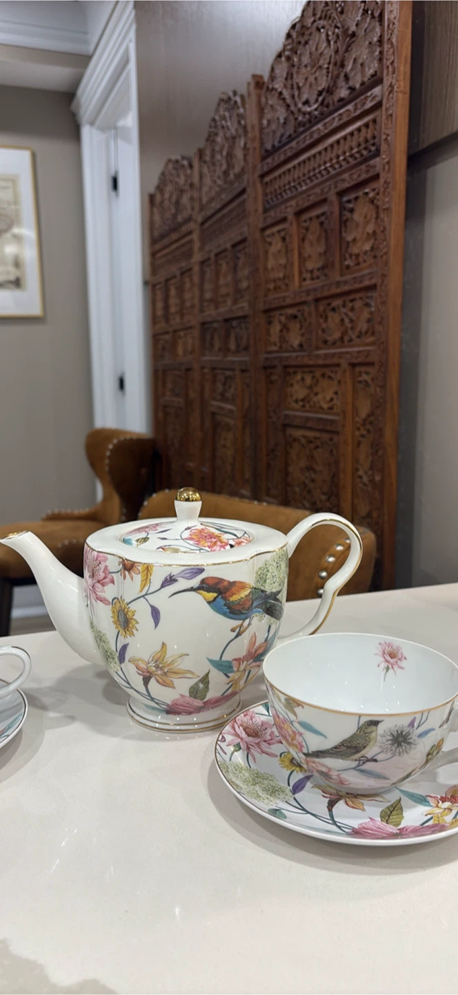Whimsy Floral Bird Teapot and Cup Set - photo 2