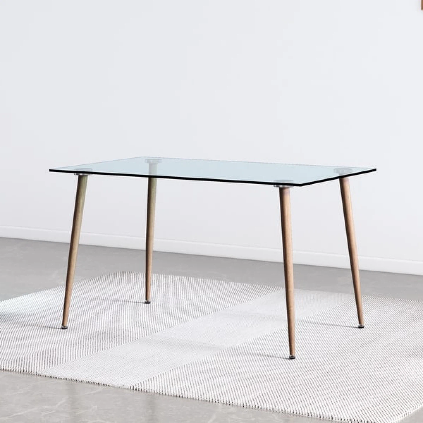 Glass Dining Table with Wooden Legs - photo 2