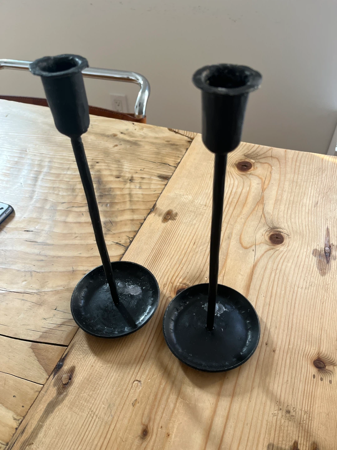 Set of 2 Black Metal Candlesticks - photo 2