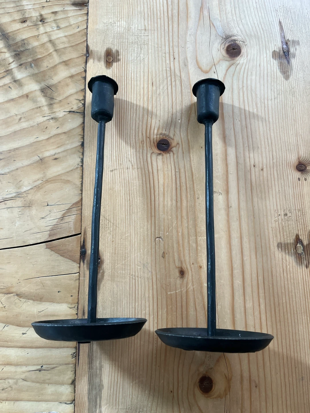 Set of 2 Black Metal Candlesticks