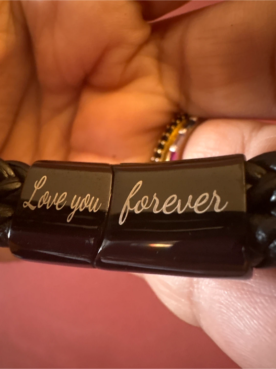 Genuine Braided Leather Bracelet with "Love you Forever” 🏆 - photo 4