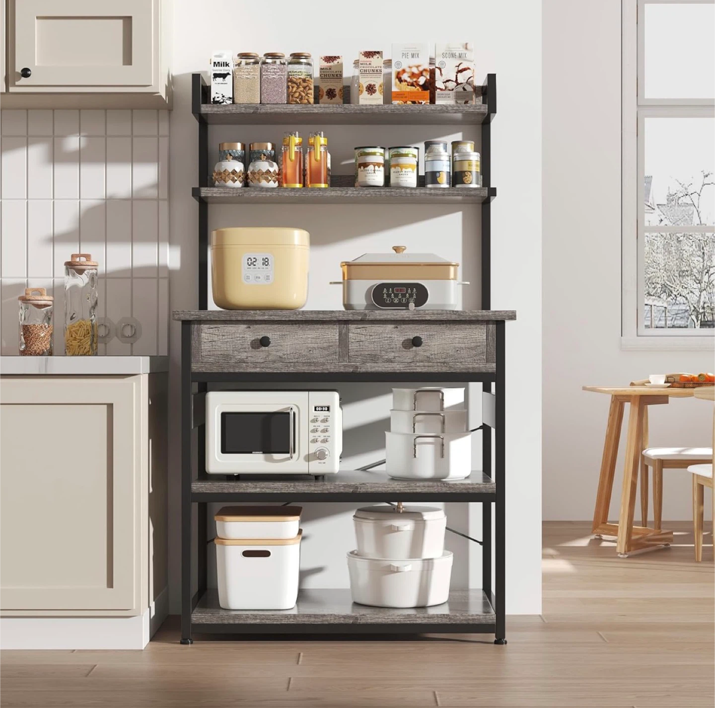 Rustic Wood Grain Baker's Rack with Power Outlets - photo 5