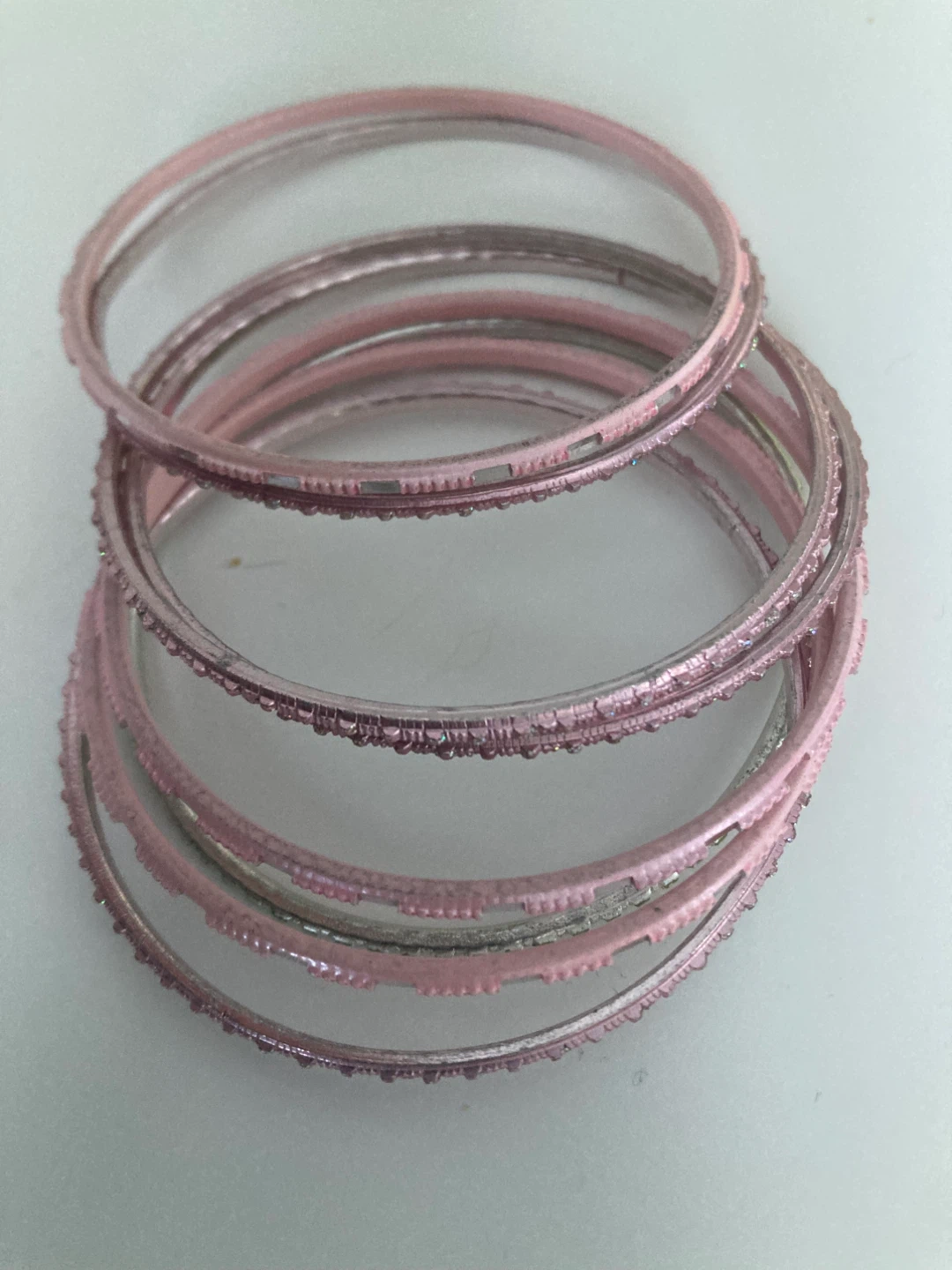 Set of 9 Pink and Silver Bangles - photo 2