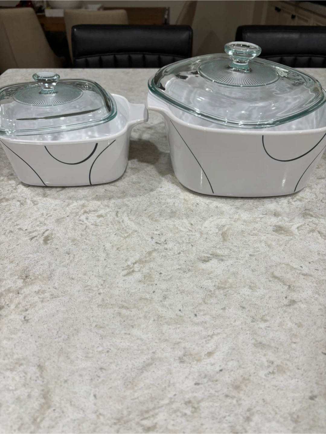 CORELLE SQUARE 24PC SET + 4 FRENCH SERVING DISHES w/ GLASS LIDS - photo 4