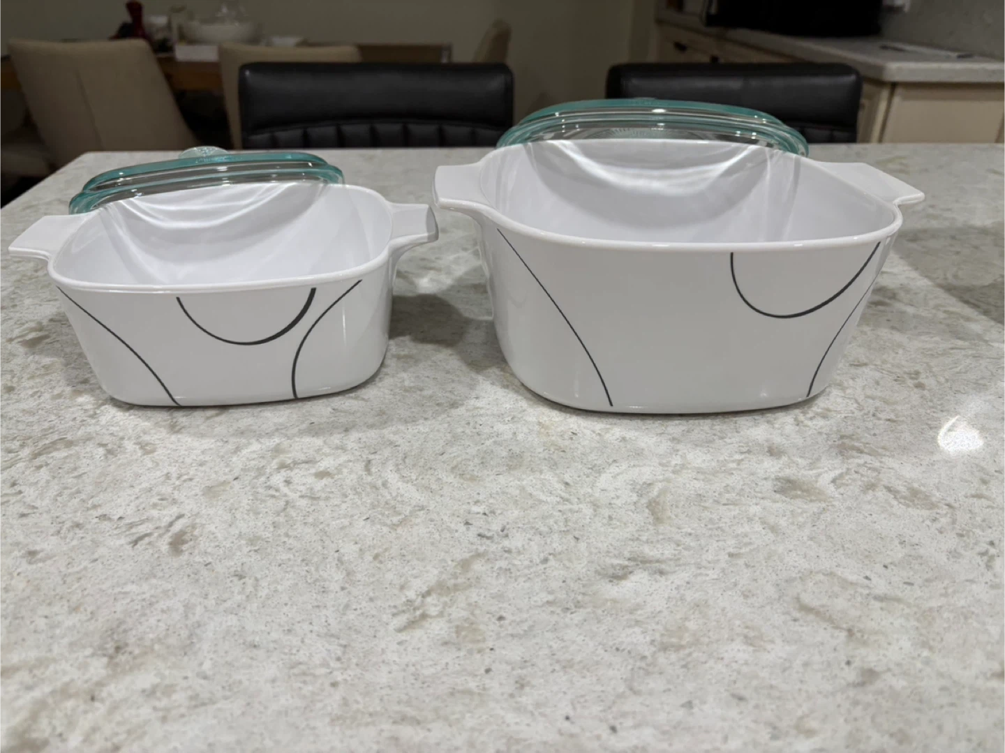 CORELLE SQUARE 24PC SET + 4 FRENCH SERVING DISHES w/ GLASS LIDS - photo 5