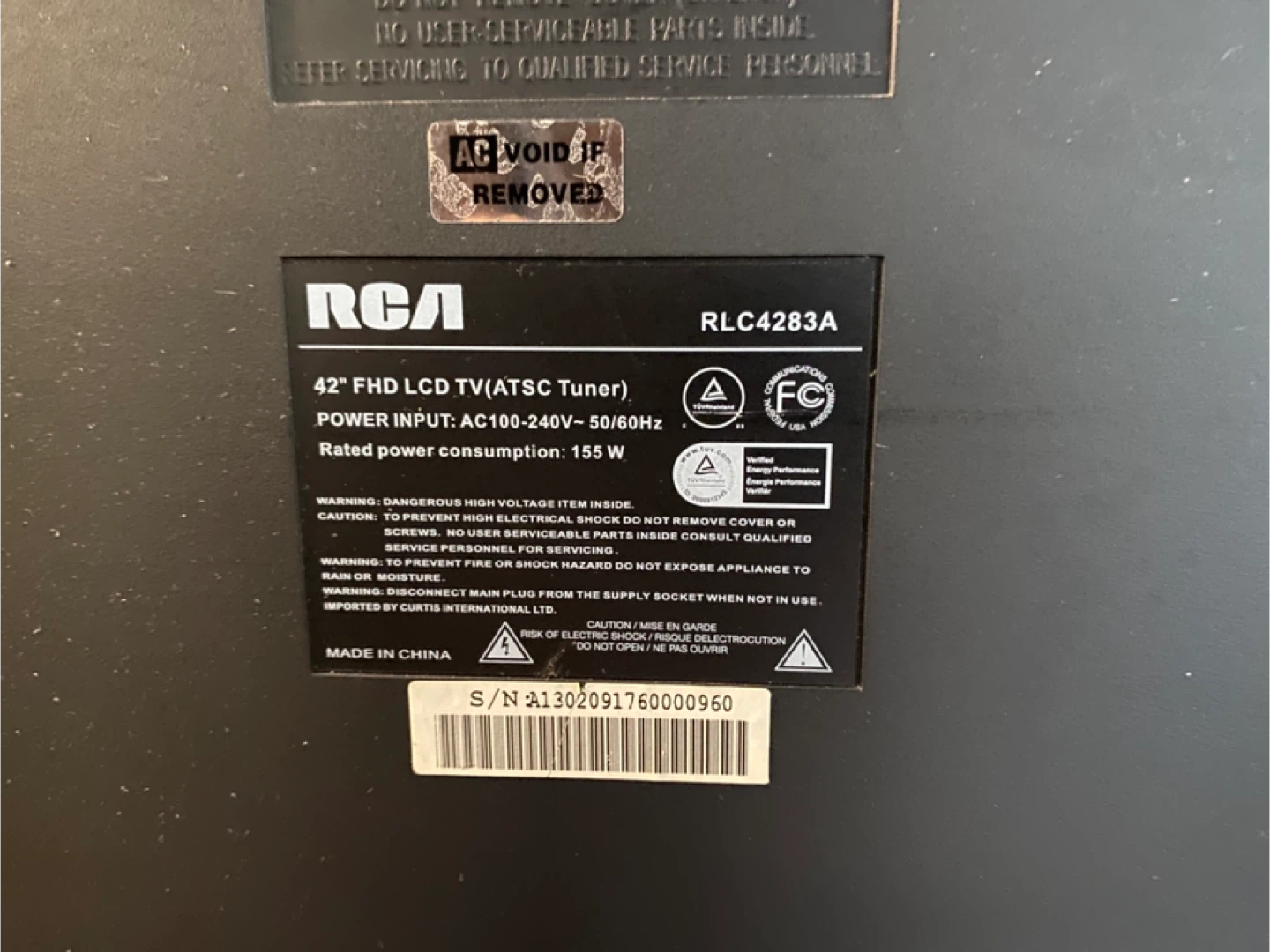 RCA 42" FHD LCD TV RLC4283A - photo 3