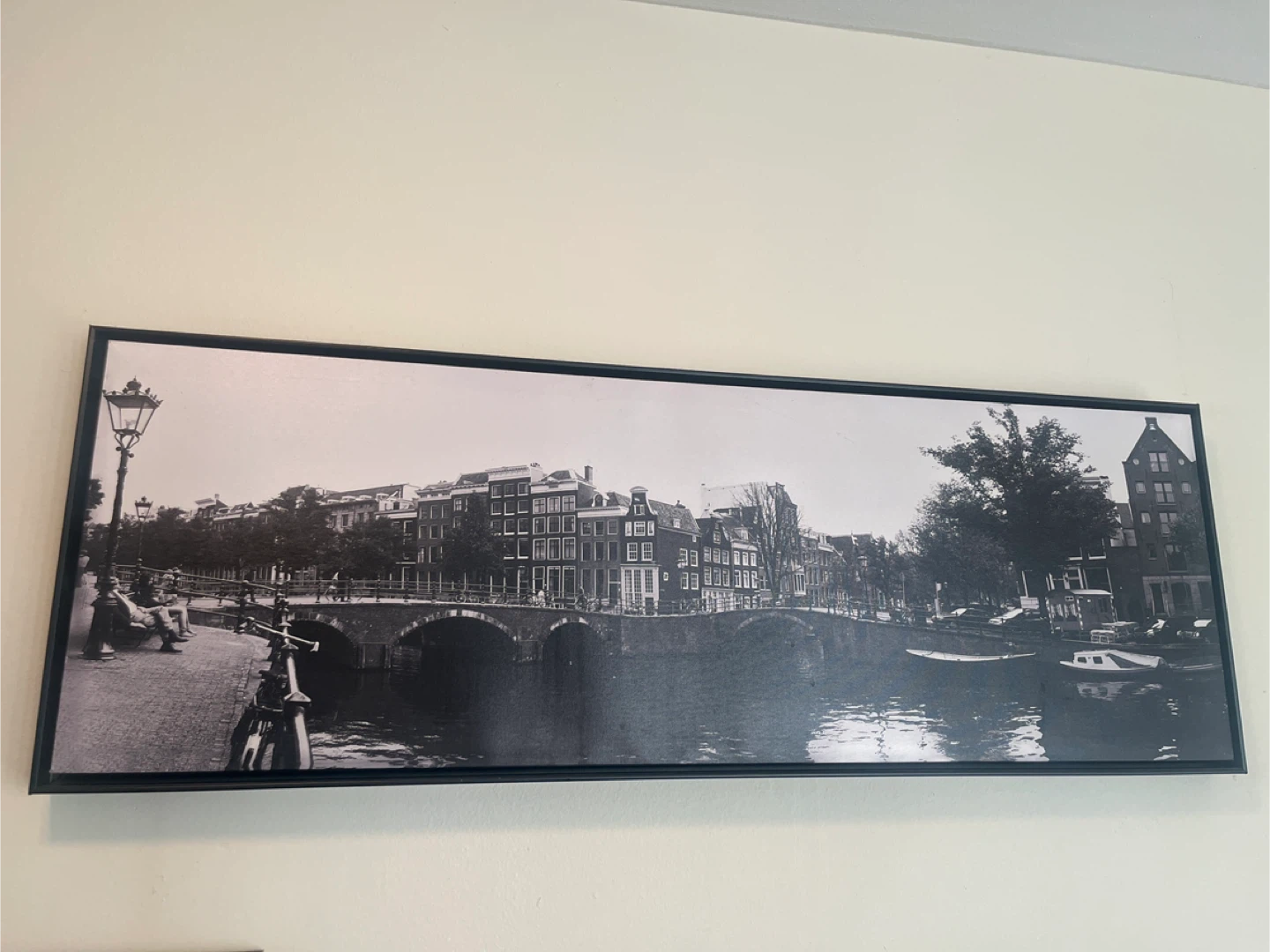 Panoramic Framed Wall Art - Amsterdam Canal Scene