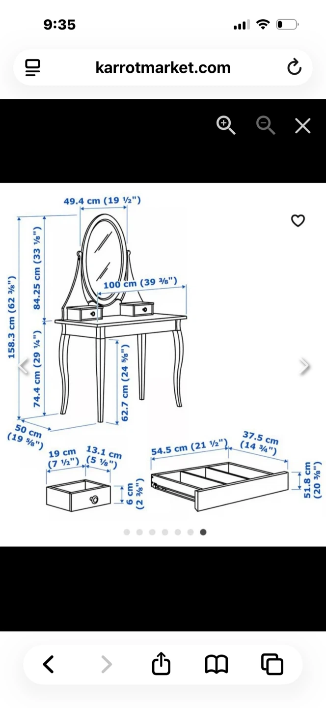 IKEA HEMNES Dressing Table with Mirror - White - photo 2