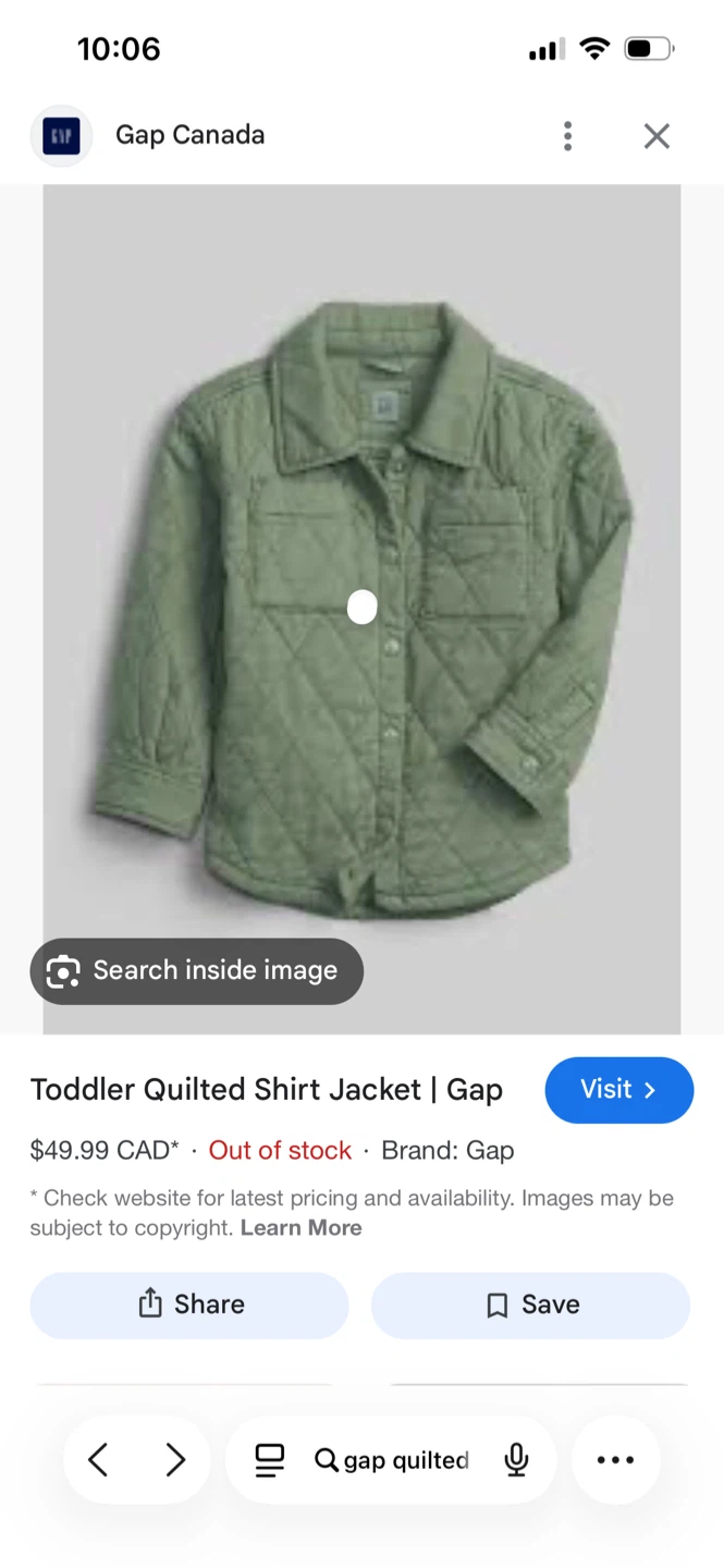 Gap Kids Toddler Quilted Shirt Jacket - Green, size kids Large - photo 2
