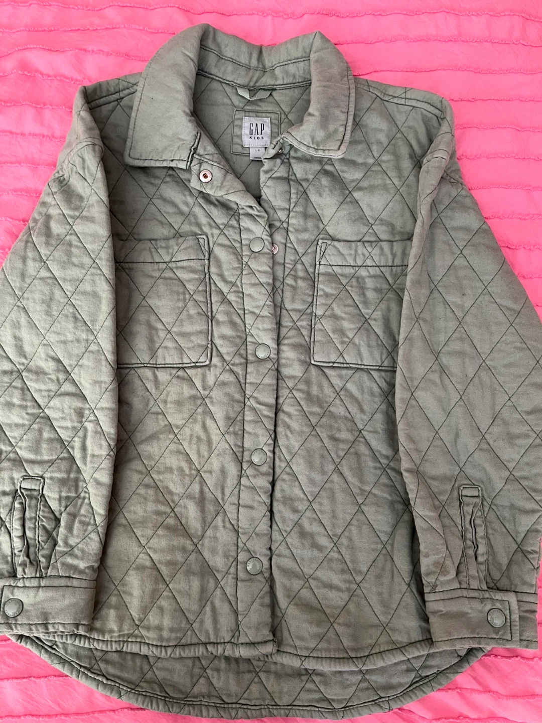 Gap Kids Toddler Quilted Shirt Jacket - Green, size kids Large