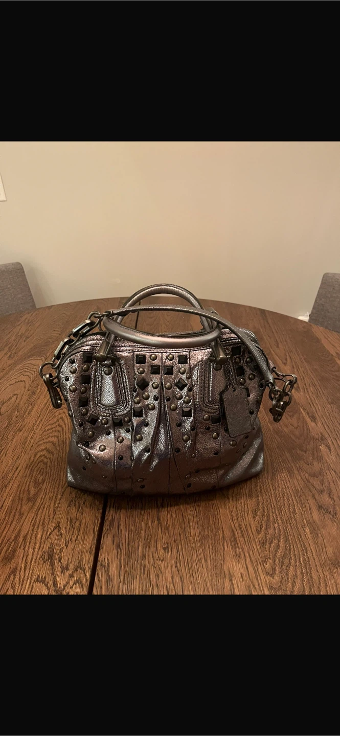 Coach Studded Leather Satchel Handbag