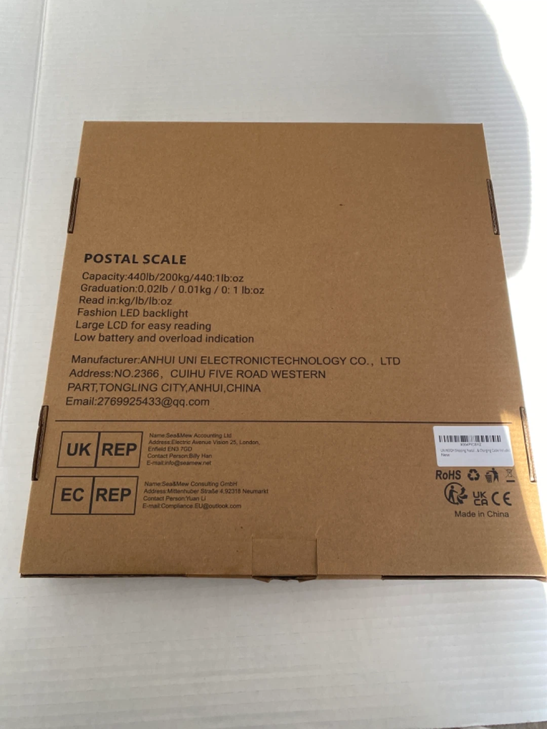 UNIWEIGH Postal Scale UN-PS4L - 440lb - photo 2