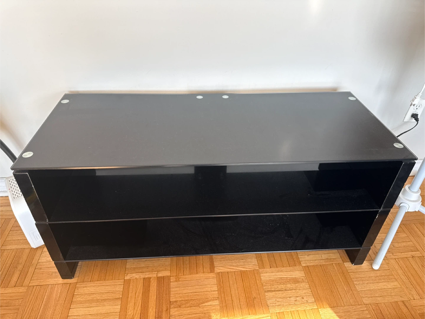 Black Glass Media Console TV Stand - photo 3
