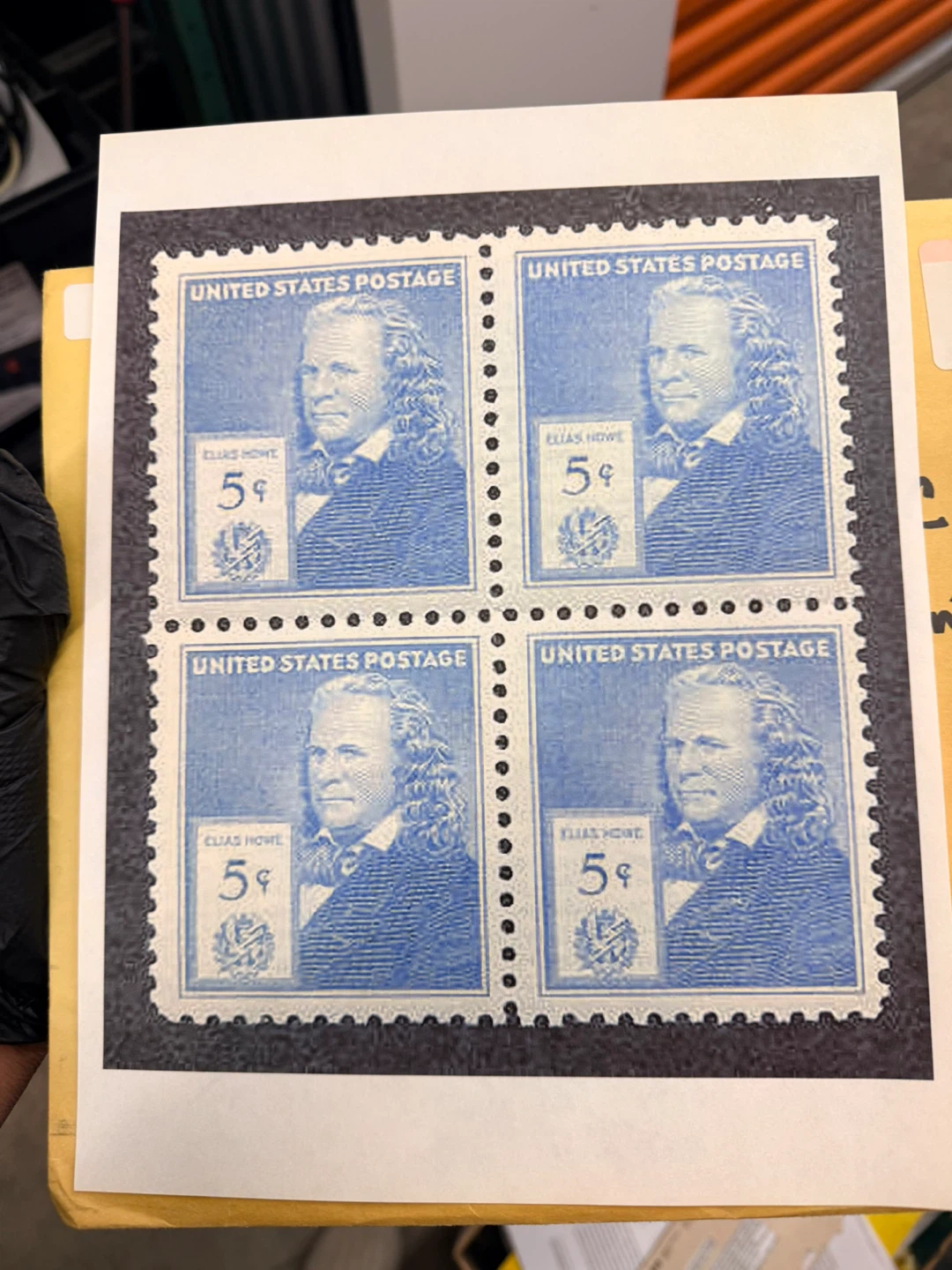 United States Postage 5 Cent Elias Howe Stamps (Sheet of 4)