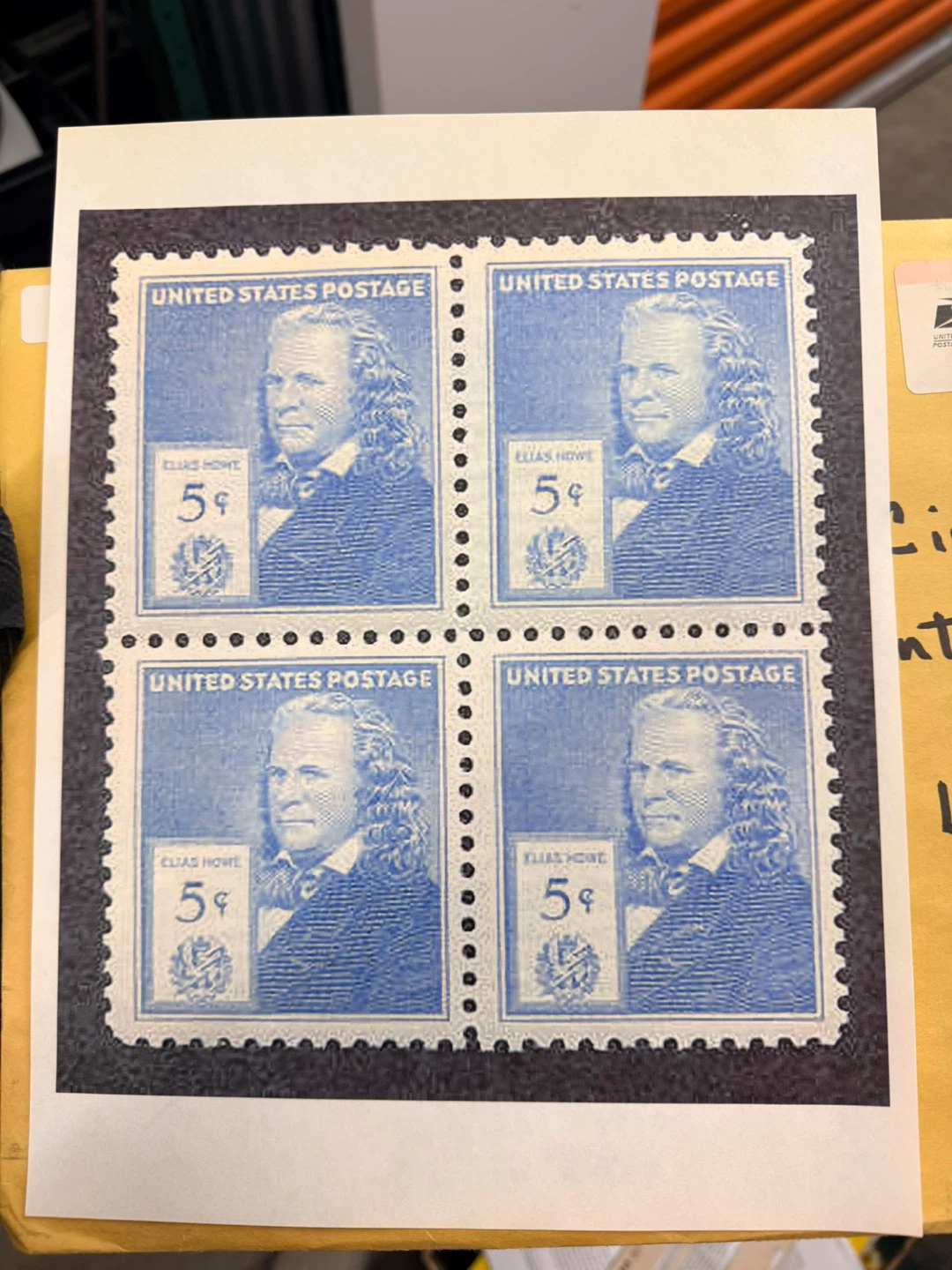 United States Postage 5 Cent Elias Howe Stamps (Sheet of 4) - photo 2