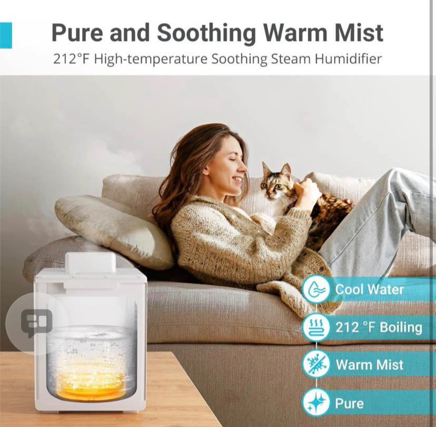 3L Stainless Steel Warm Mist Humidifier with Easy Clean and Warm - photo 2