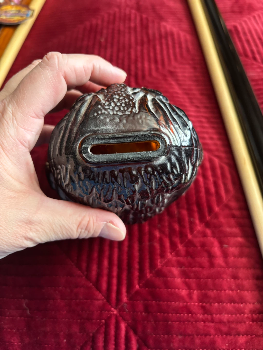 Old Owl Amber Glass Piggy Bank - photo 4