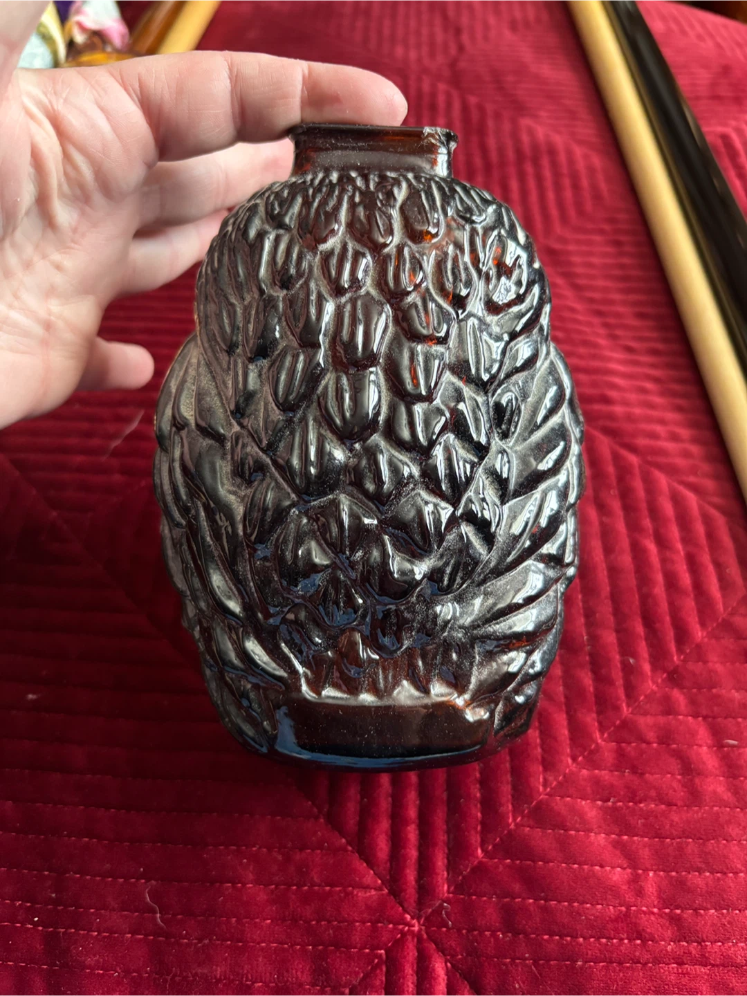 Old Owl Amber Glass Piggy Bank - photo 2