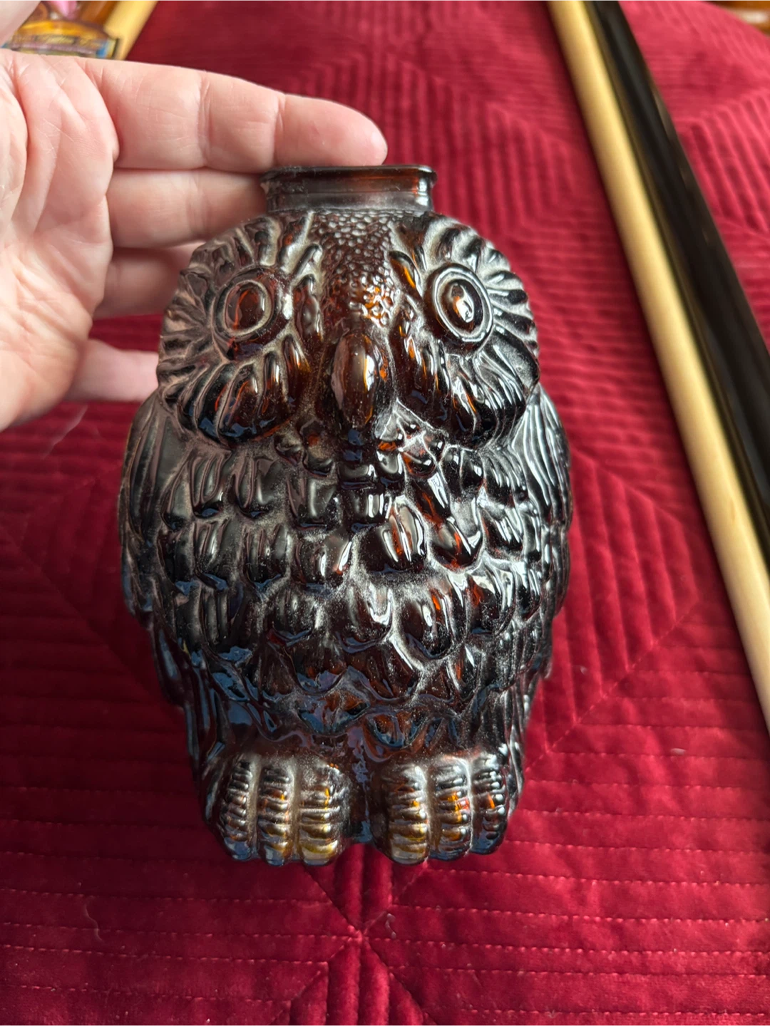 Old Owl Amber Glass Piggy Bank