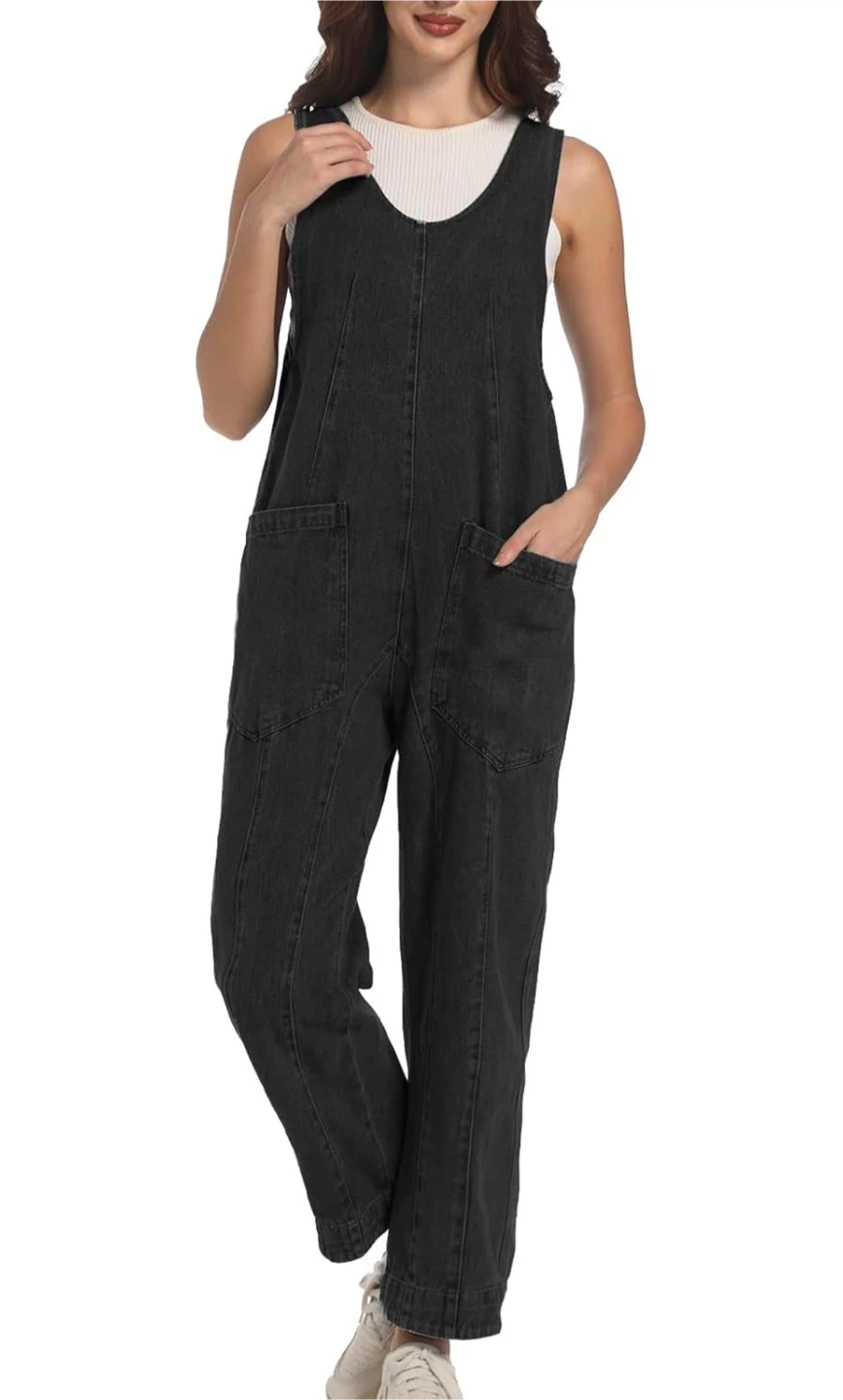 NEW! Women's High Roller Denim Jumpsuit Overalls with Pockets - photo 3