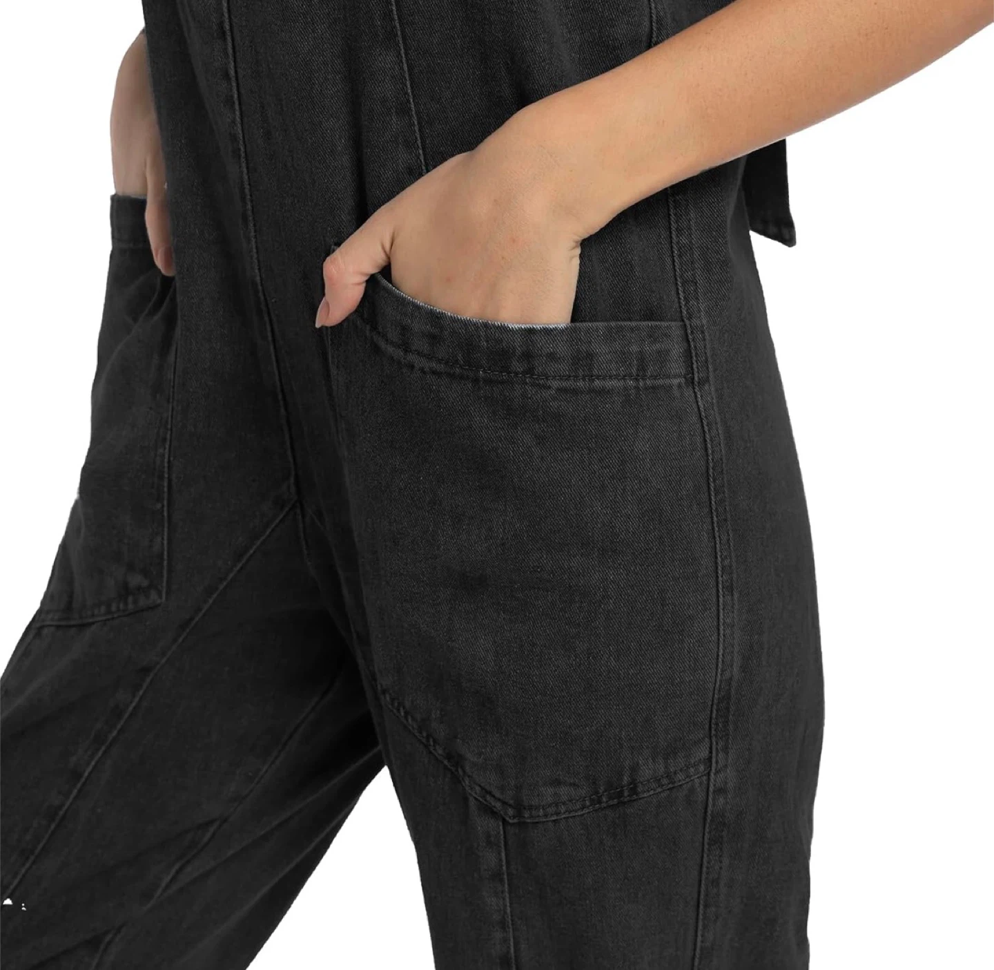 NEW! Women's High Roller Denim Jumpsuit Overalls with Pockets - photo 4