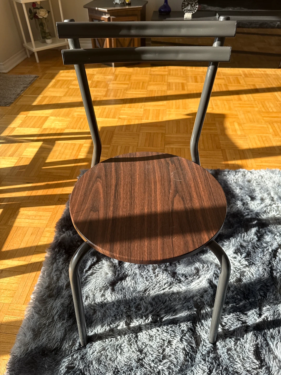Round Wood Seat Metal Frame Chair ( pair of 2 ) - photo 2