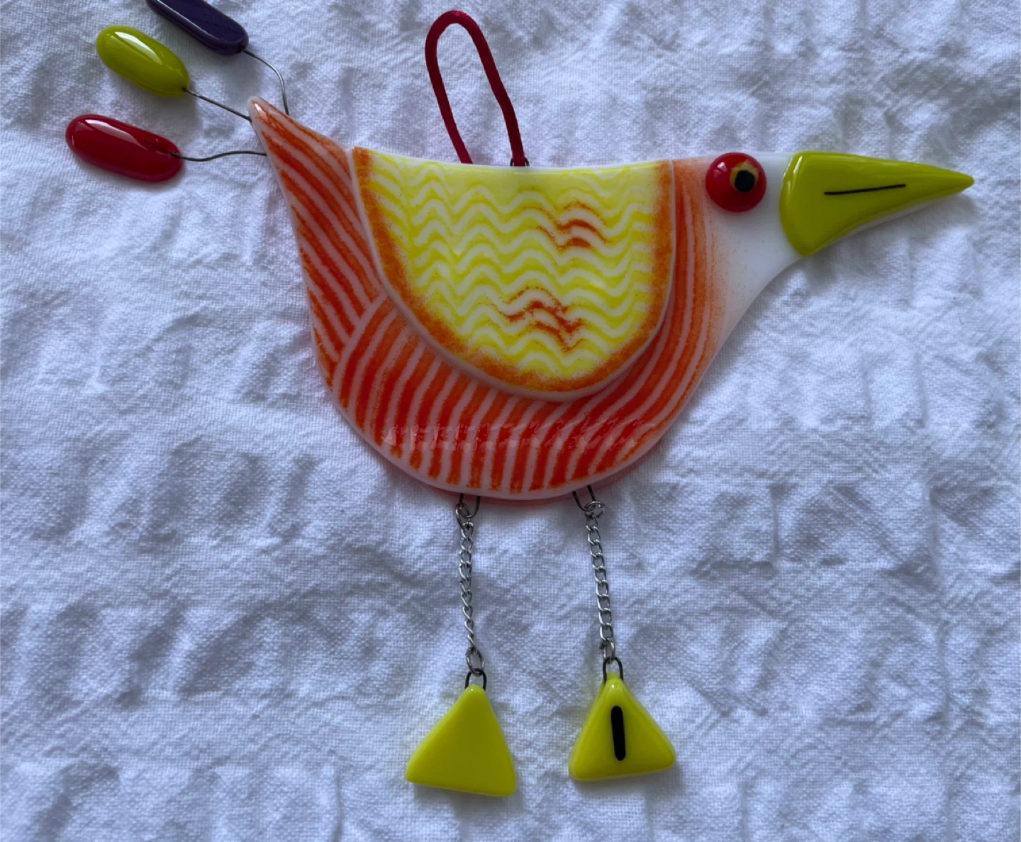 Handmade Glass Hanging Bird - photo 2