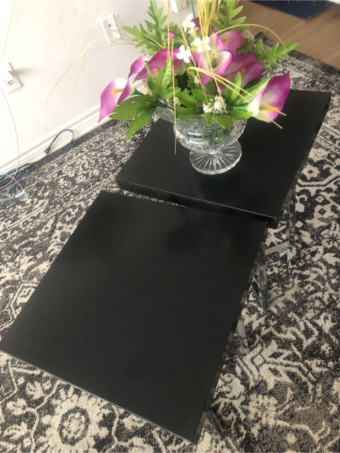 2 black side tables with Crome legs - photo 2