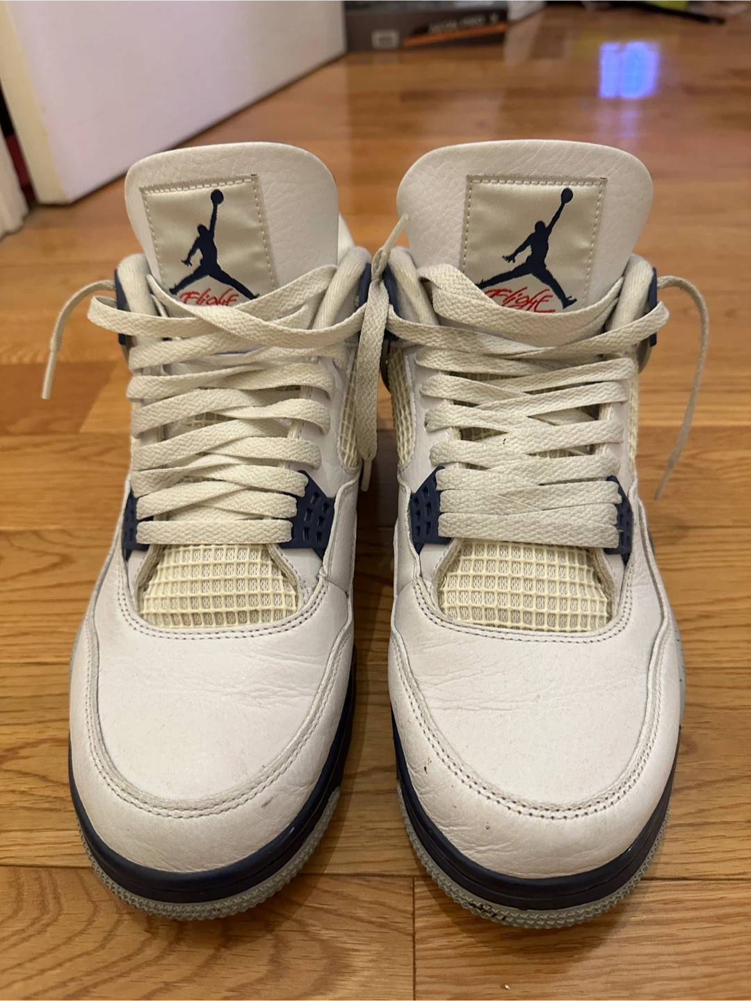 Air Jordan 4 Retro White/Navy Men's Size 11 - photo 2