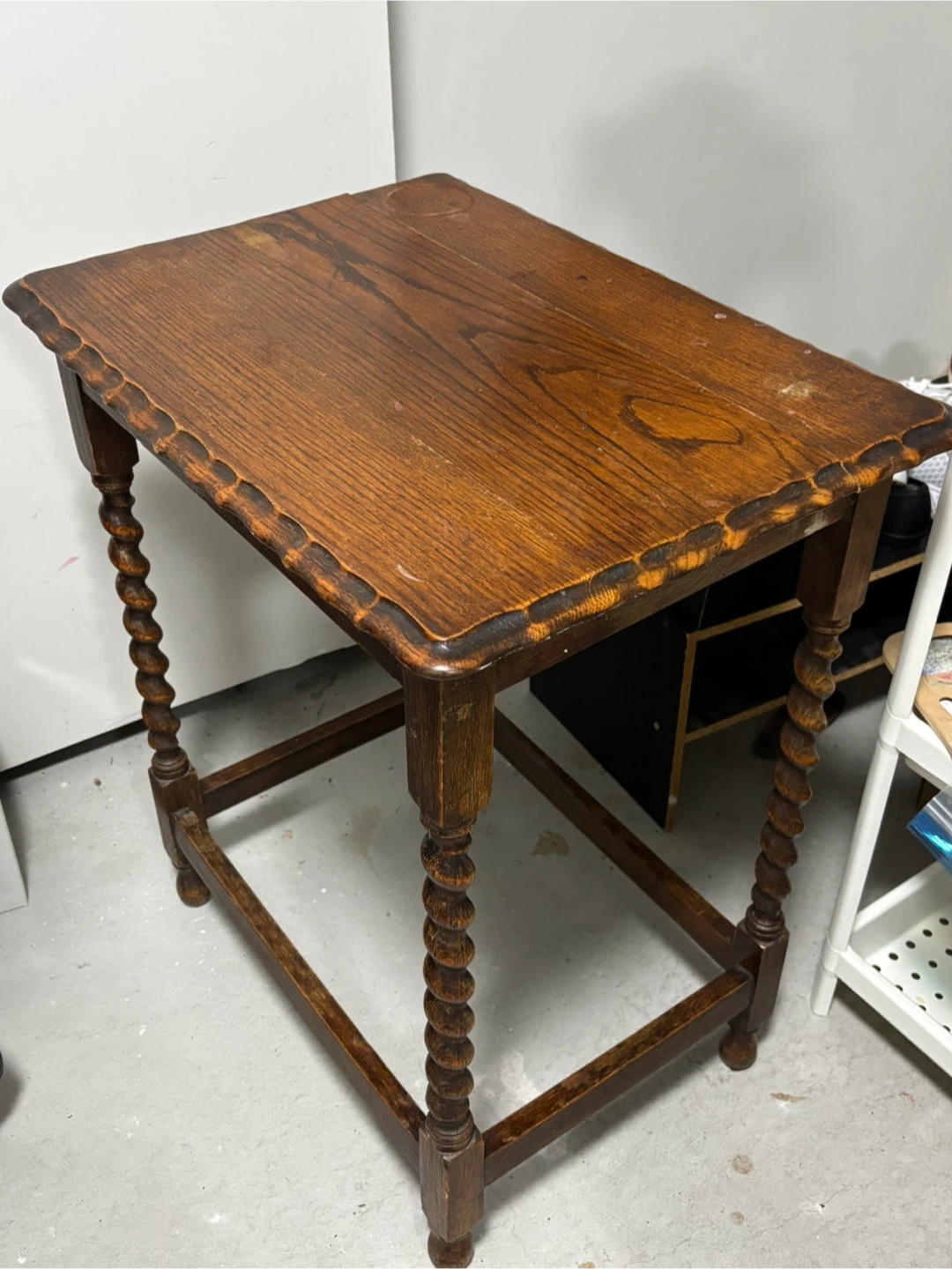 Antique Wooden Side Table with Barley Twist Legs